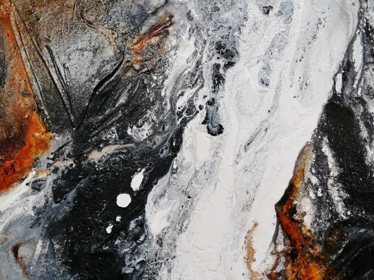 Techno Rush 190cm x 100cm Black Rust Textured Abstract Painting (SOLD)