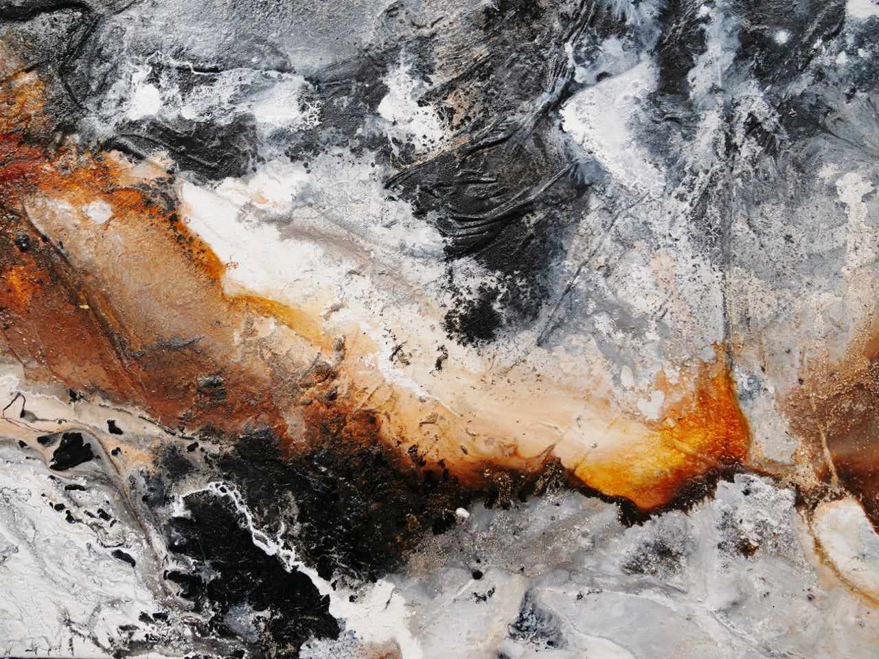 Techno Rush 190cm x 100cm Black Rust Textured Abstract Painting (SOLD)