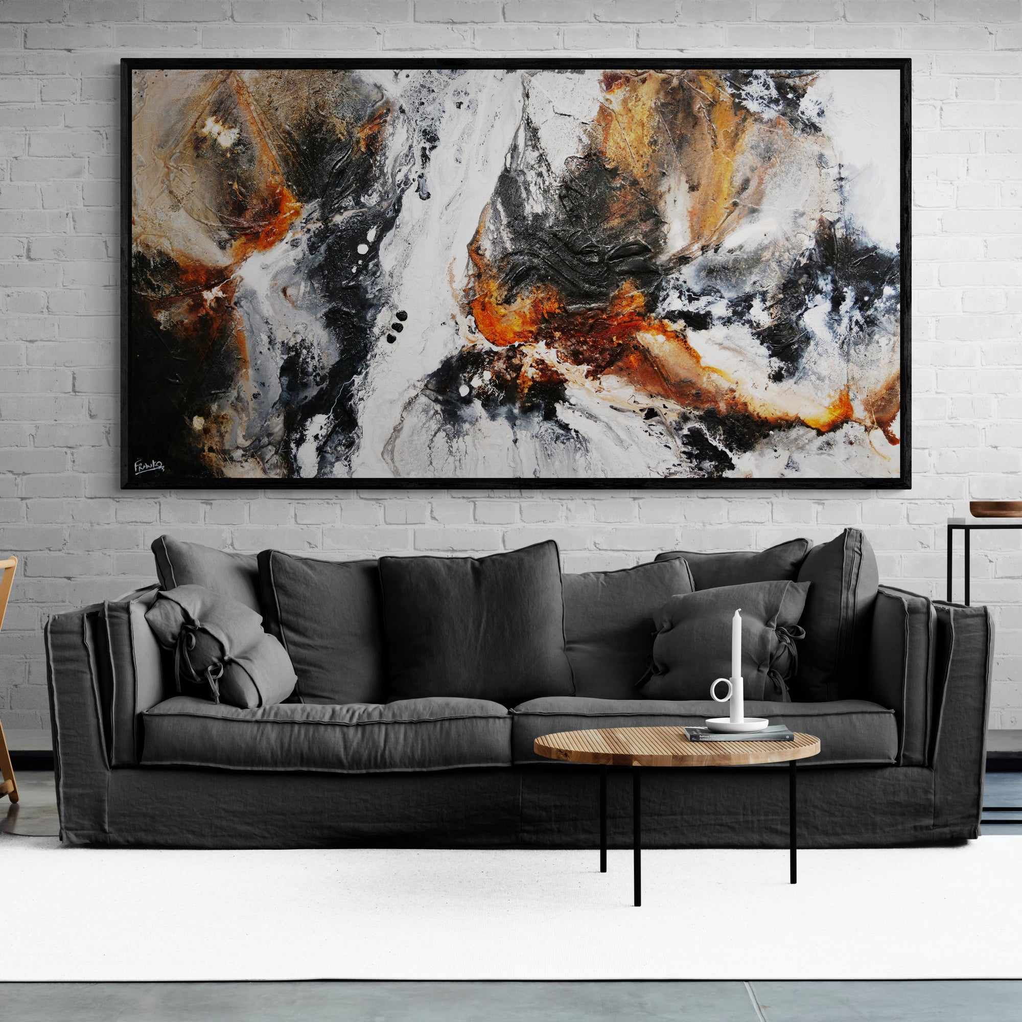 Techno Rush 190cm x 100cm Black Rust Textured Abstract Painting (SOLD)-Abstract-[Franko_Artist]-[Australian_artist]-[Gold_Coast]-[Brisbane]-[modern]-[contemporary]-[original]-[Large_artwork]-[The_Block]-[Dream_Homes]-[ideas]-[Grand_Designs]-[Art_Lover]-Franklin Art Studio