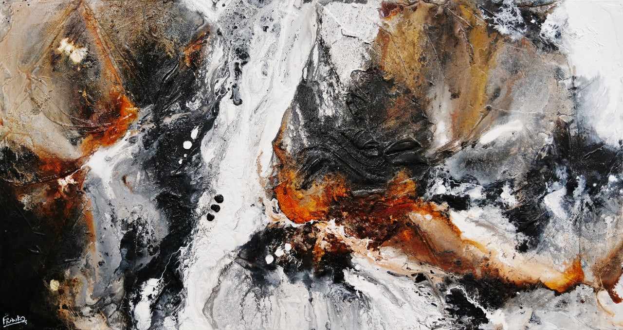 Techno Rush 190cm x 100cm Black Rust Textured Abstract Painting (SOLD)-Abstract-[Franko_Artist]-[Australian_artist]-[Gold_Coast]-[Brisbane]-[modern]-[contemporary]-[original]-[Large_artwork]-Franklin Art Studio
