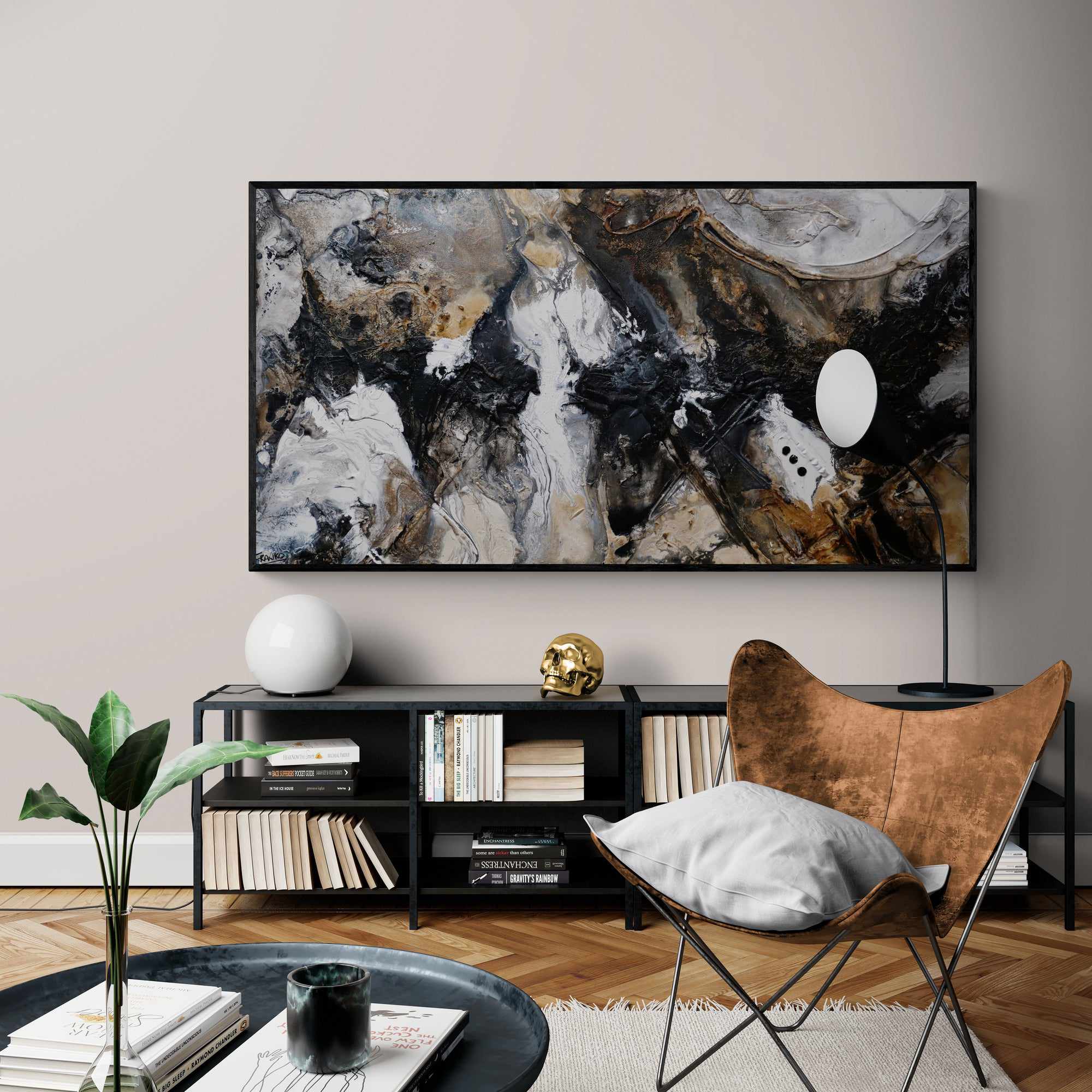 Tectonic 190cm x 100cm Brown Black Textured Abstract Painting (SOLD)-Abstract-[Franko_Artist]-[The_Block]-[Dream_Homes]-[ideas]-[Grand_Designs]-[Art_Lover]-Franklin Art Studio