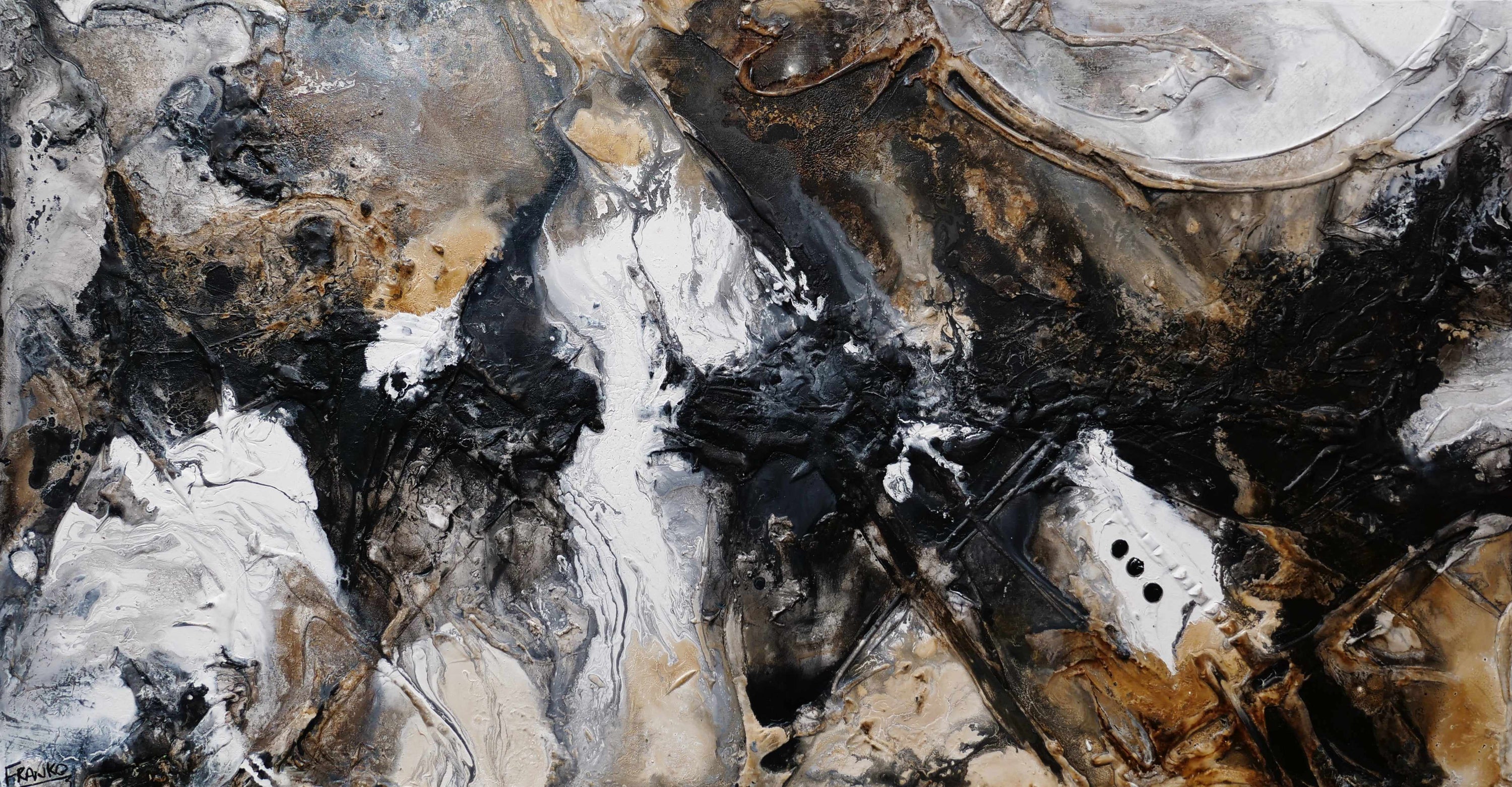 Tectonic 190cm x 100cm Brown Black Textured Abstract Painting (SOLD)-Abstract-[Franko_Artist]-[Australian_artist]-[Gold_Coast]-[Brisbane]-[modern]-[contemporary]-[original]-[Large_artwork]-Franklin Art Studio