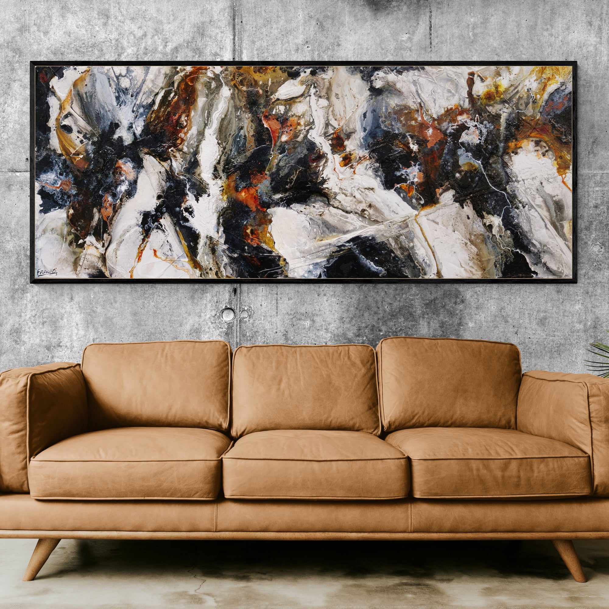 Tectonic Rush 200cm x 80cm Black Brown Textured Abstract Painting (SOLD)-Abstract-[Franko_Artist]-[Australian_artist]-[Gold_Coast]-[Brisbane]-[modern]-[contemporary]-[original]-[Large_artwork]-[The_Block]-[Dream_Homes]-[ideas]-[Grand_Designs]-[Art_Lover]-Franklin Art Studio