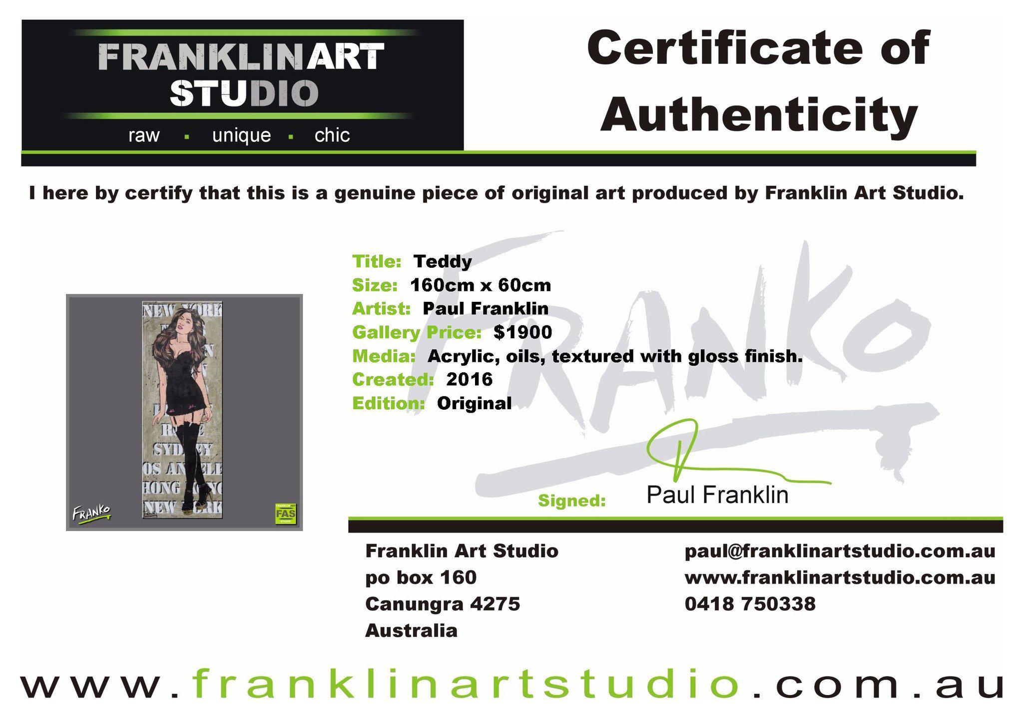Teddy 160cm x 60cm Sexy Lingerie Concrete Pop Art Painting (SOLD)-urban pop-[Franko_Artist]-[The_Block]-[Dream_Homes]-[ideas]-[Grand_Designs]-[Art_Lover]-Franklin Art Studio