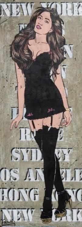 Teddy 160cm x 60cm Sexy Lingerie Concrete Pop Art Painting (SOLD)-urban pop-[Franko_Artist]-[Australian_artist]-[Gold_Coast]-[Brisbane]-[modern]-[contemporary]-[original]-[Large_artwork]-Franklin Art Studio
