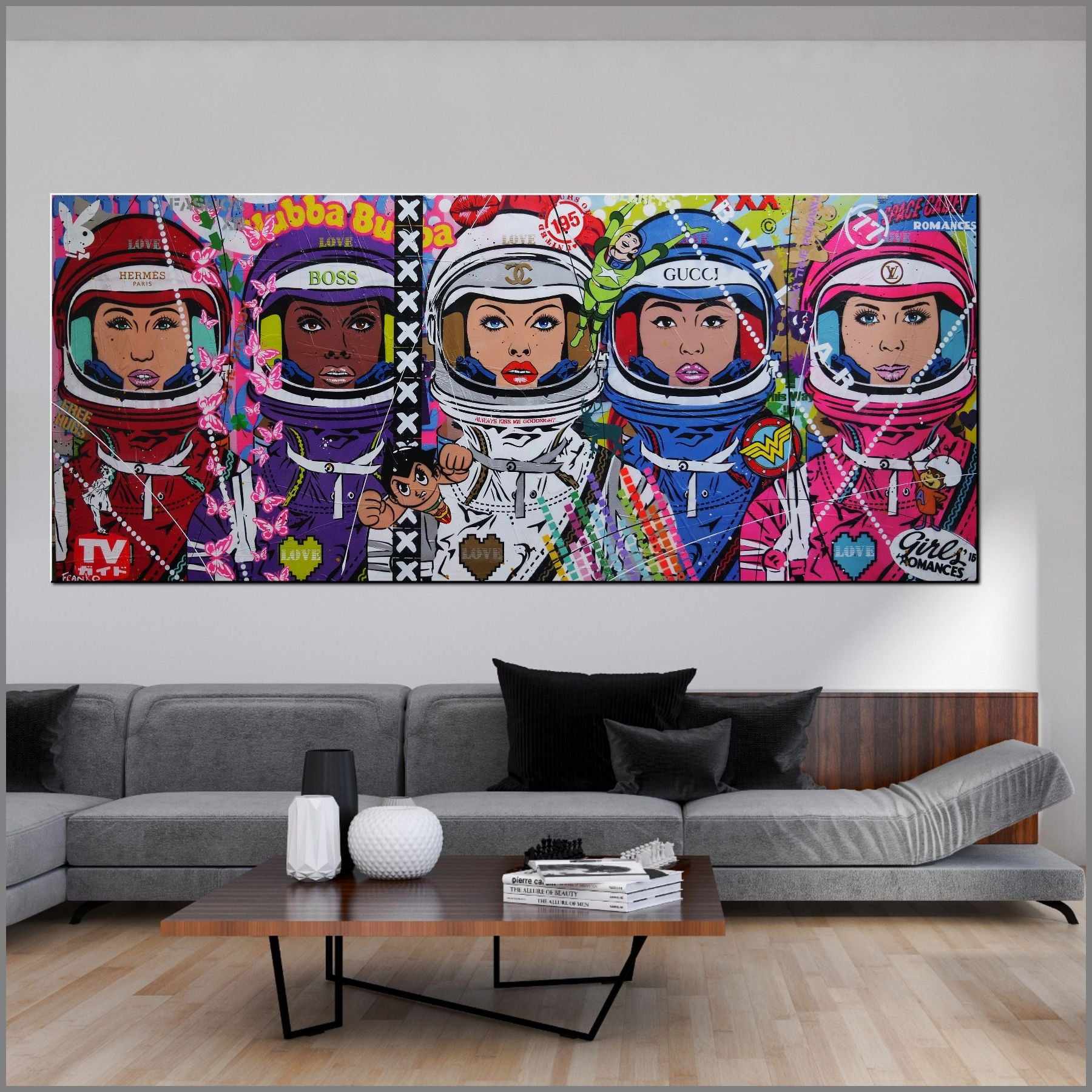 The 5th Cadet 240cm x 100cm Space Cadets Textured Urban Pop Art Painting (SOLD)-Urban Pop Art-[Franko_Artist]-[Australian_artist]-[Gold_Coast]-[Brisbane]-[modern]-[contemporary]-[original]-[Large_artwork]-[The_Block]-[Dream_Homes]-[ideas]-[Grand_Designs]-[Art_Lover]-Franklin Art Studio