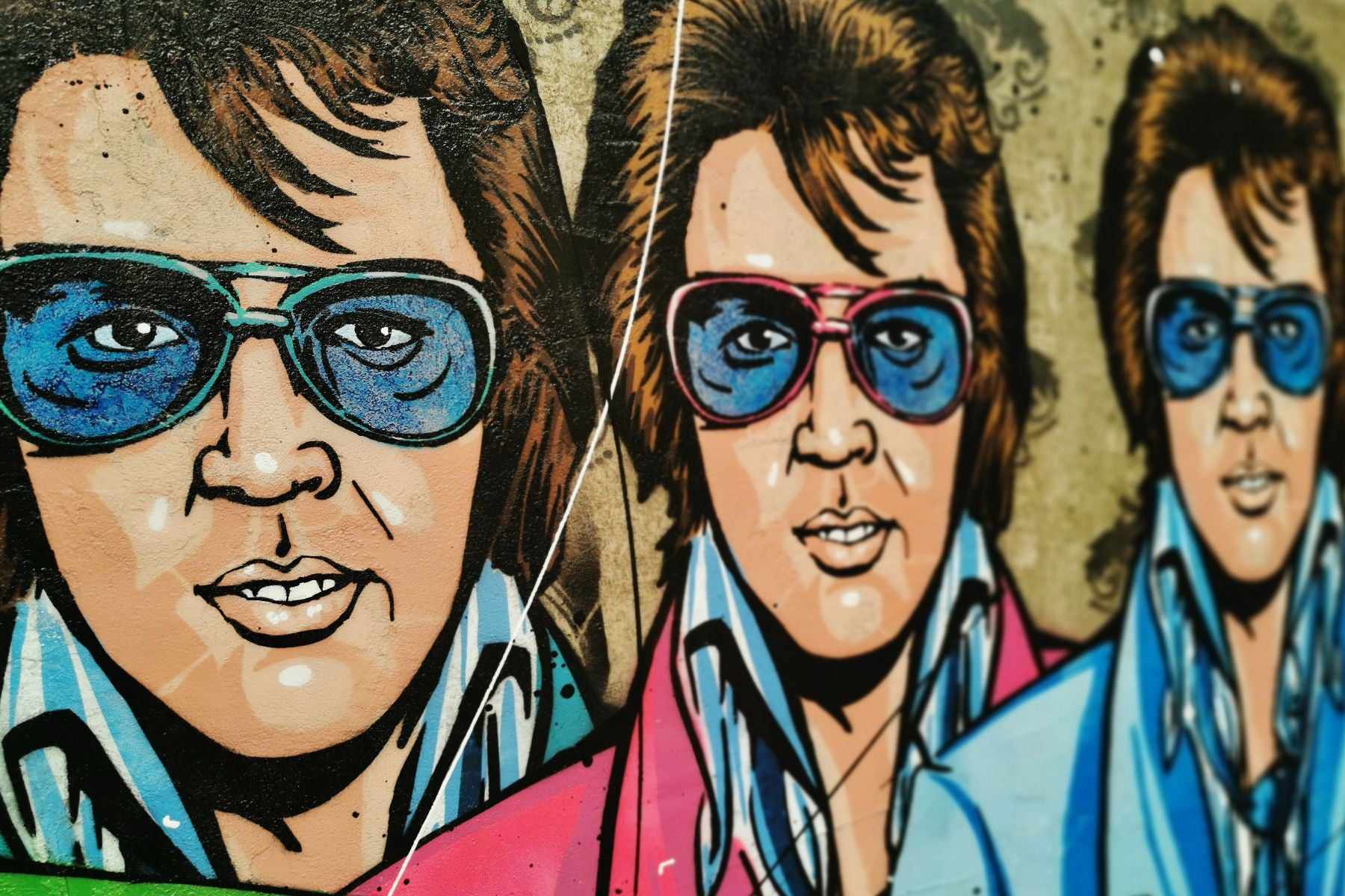 The 6 Faces of Elvis 200cm x 80cm Elvis Presley Industrial Concrete Urban Pop Painting (SOLD)