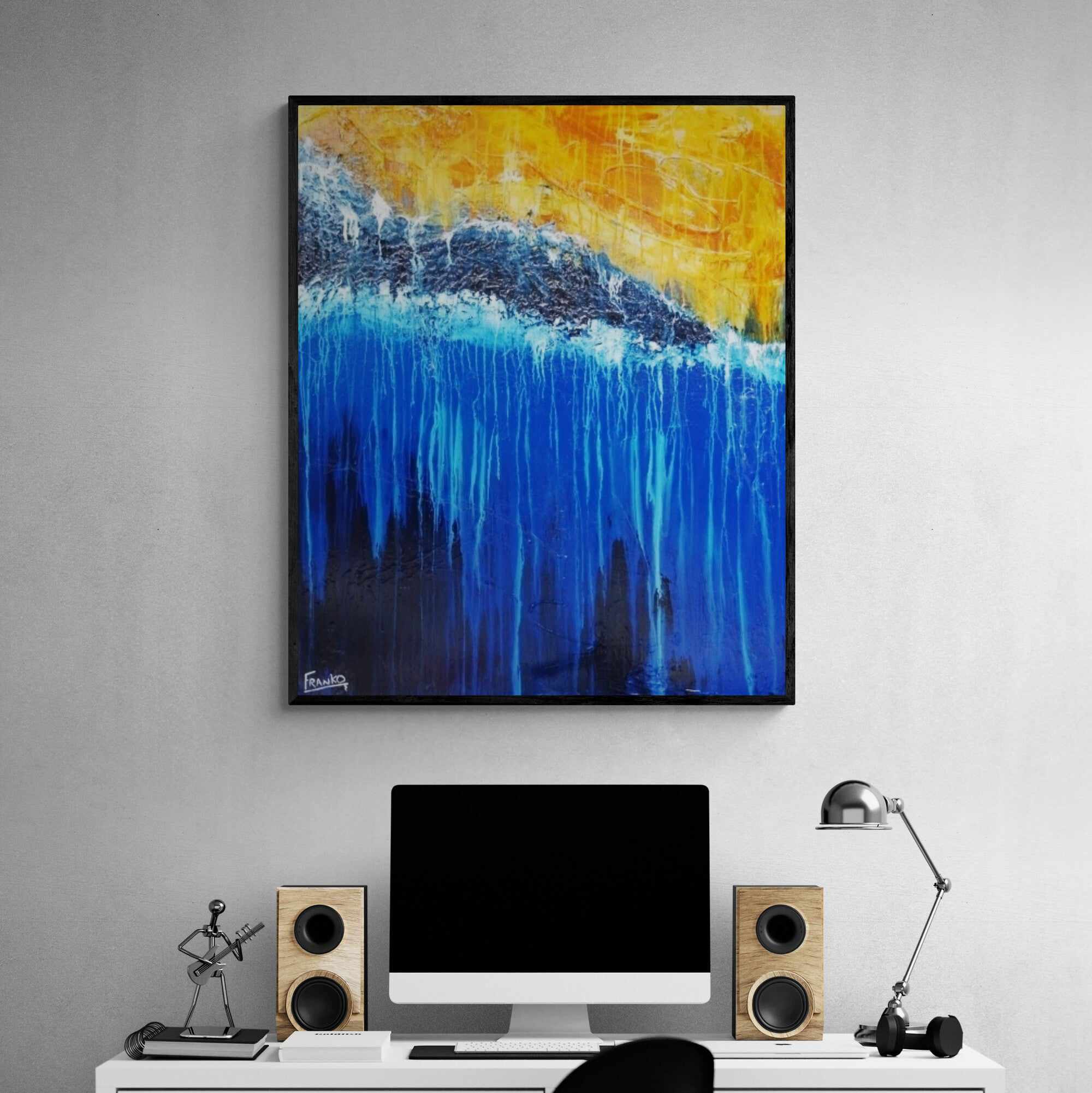 The Blue 120cm x 100cm Blue Abstract Painting (SOLD)-abstract-[Franko_Artist]-[The_Block]-[Dream_Homes]-[ideas]- [Grand_Designs]-Franklin Art Studio