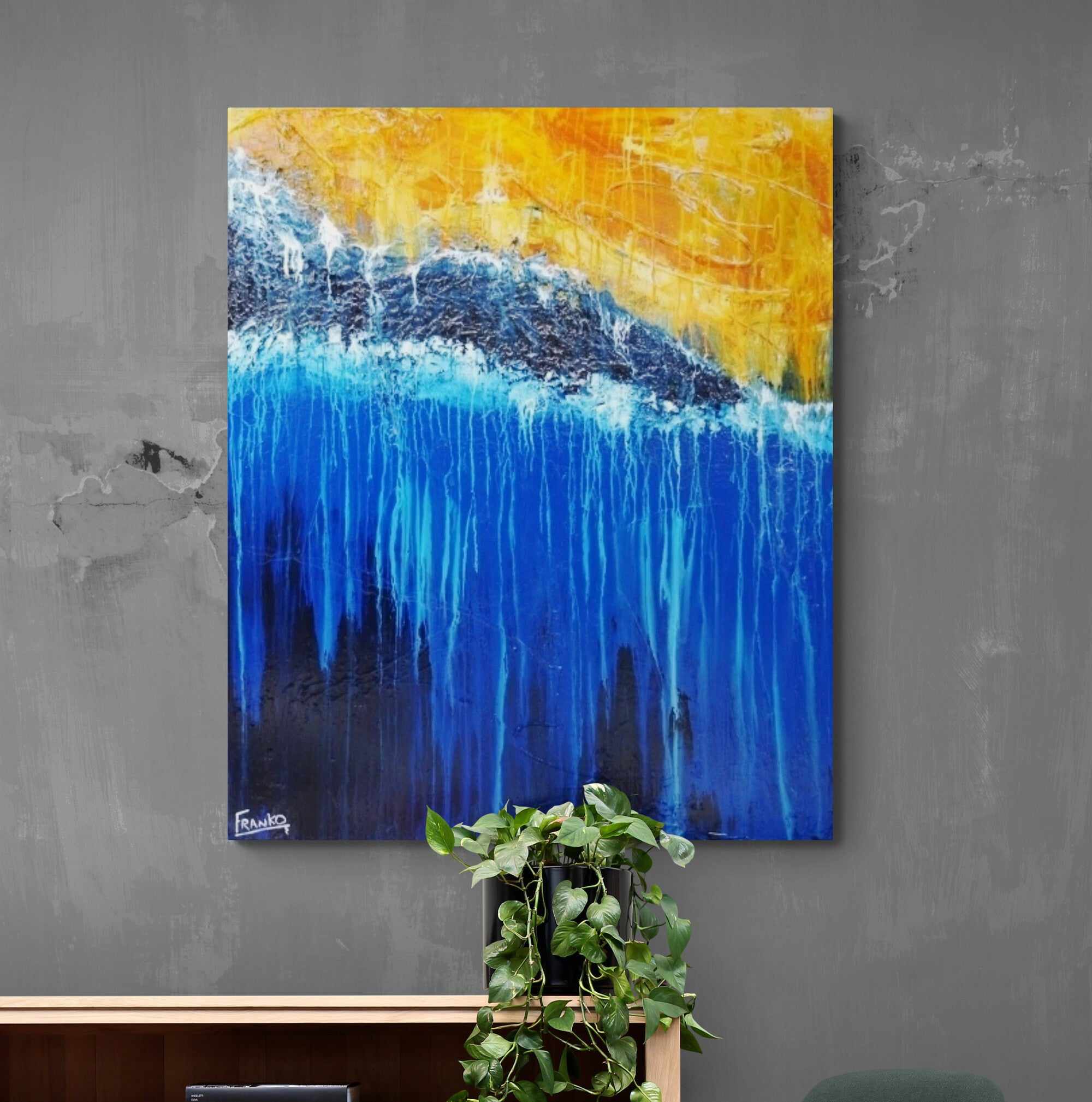 The Blue 120cm x 100cm Blue Abstract Painting (SOLD)-abstract-[Franko_Artist]-[The_Block]-[Dream_Homes]-[ideas]-[Grand_Designs]-[Art_Lover]-Franklin Art Studio