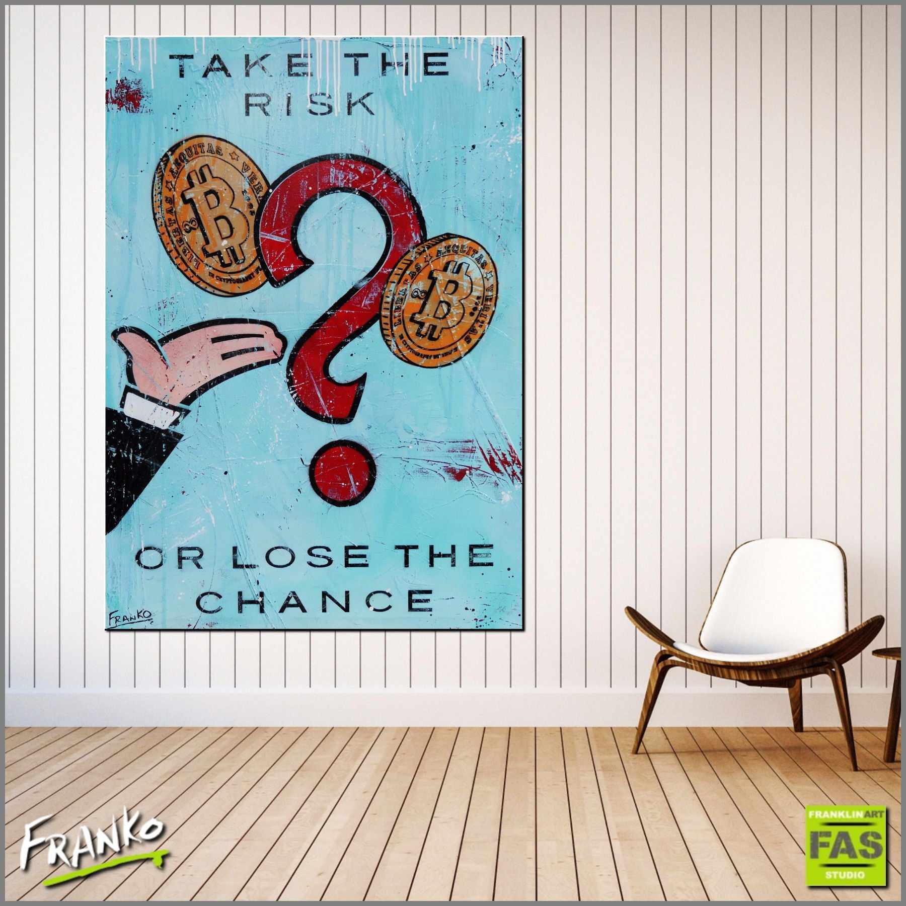The Chance 140cm x 100cm Monopoly Man Bitcoin (SOLD)-bitcoin themed-[Franko_Artist]-[Australian_artist]-[Gold_Coast]-[Brisbane]-[modern]-[contemporary]-[original]-[Large_artwork]-[The_Block]-[Dream_Homes]-[ideas]-[Grand_Designs]-[Art_Lover]-Franklin Art Studio
