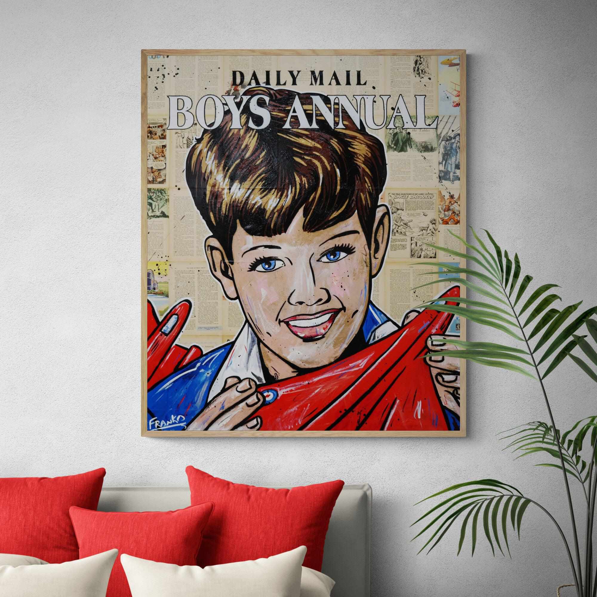 The Daily Mail 120cm x 100cm The Daily Mail Boys Annual Vintage Book Pop art Painting-Abstract-[Franko]-[Australian]-[Popular]-[Best Selling]-Franklin Art Studio