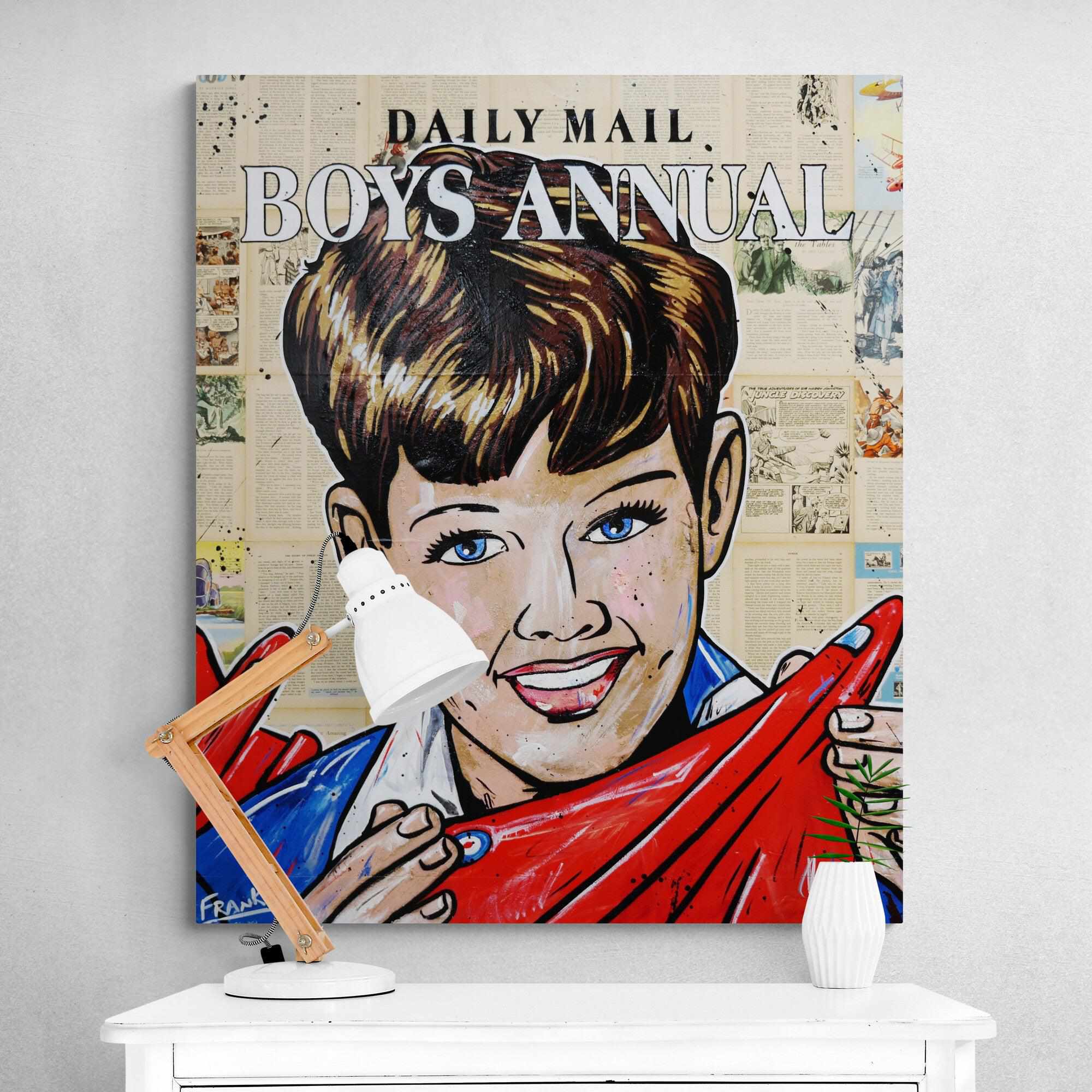 update alt-text with template The Daily Mail 120cm x 100cm The Daily Mail Boys Annual Vintage Book Pop art Painting-Abstract-[Franko_Artist]-[The_Block]-[Dream_Homes]-[ideas]- [Grand_Designs]-Franklin Art Studio