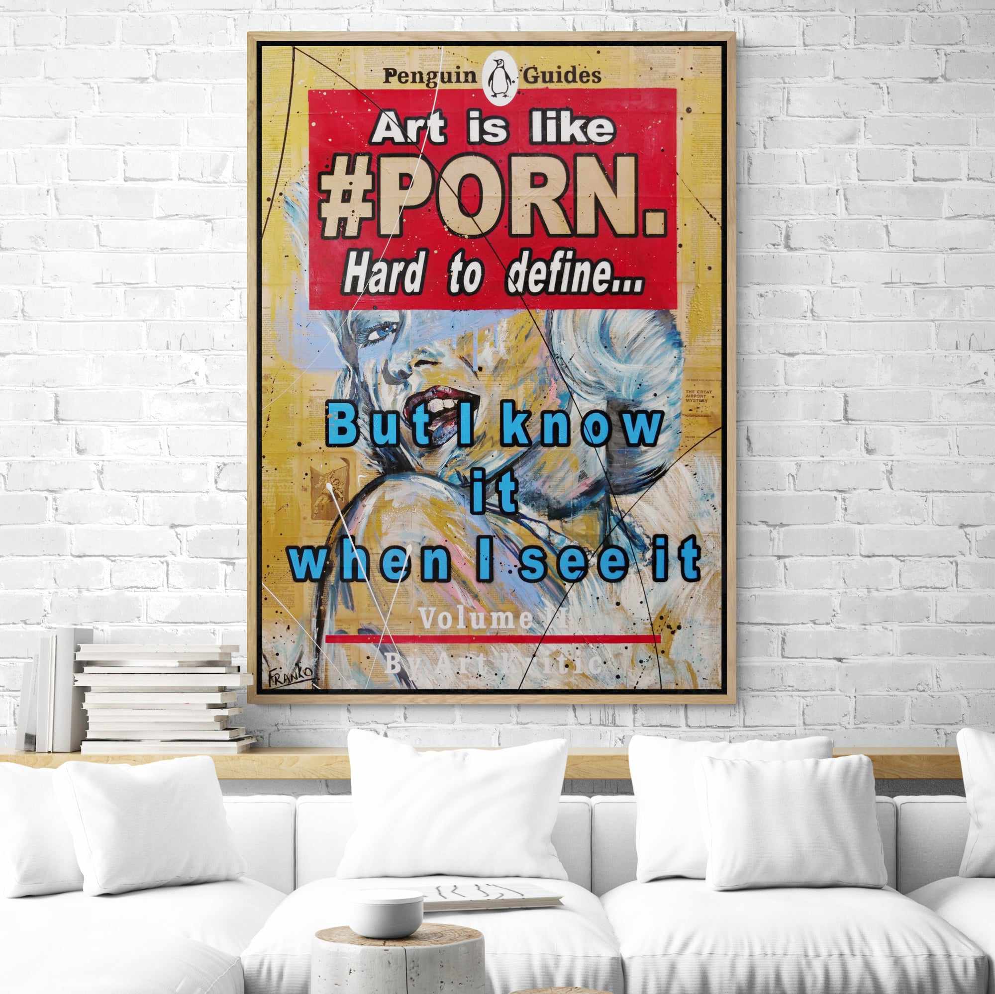 The Definitive Art Guide 140cm x 100cm Art Is Like Porn Urban Pop Book Club Painting (SOLD)-book club-[Franko_Artist]-[The_Block]-[Dream_Homes]-[ideas]- [Grand_Designs]-Franklin Art Studio