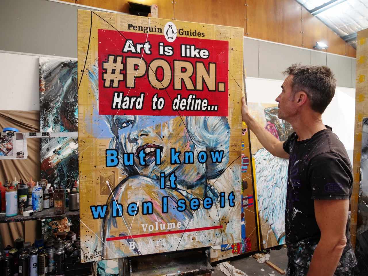 The Definitive Art Guide 140cm x 100cm Art Is Like Porn Urban Pop Book Club Painting (SOLD)-book club-[Franko_Artist]-[The_Block]-[Dream_Homes]-[ideas]-[Grand_Designs]-[Art_Lover]-Franklin Art Studio