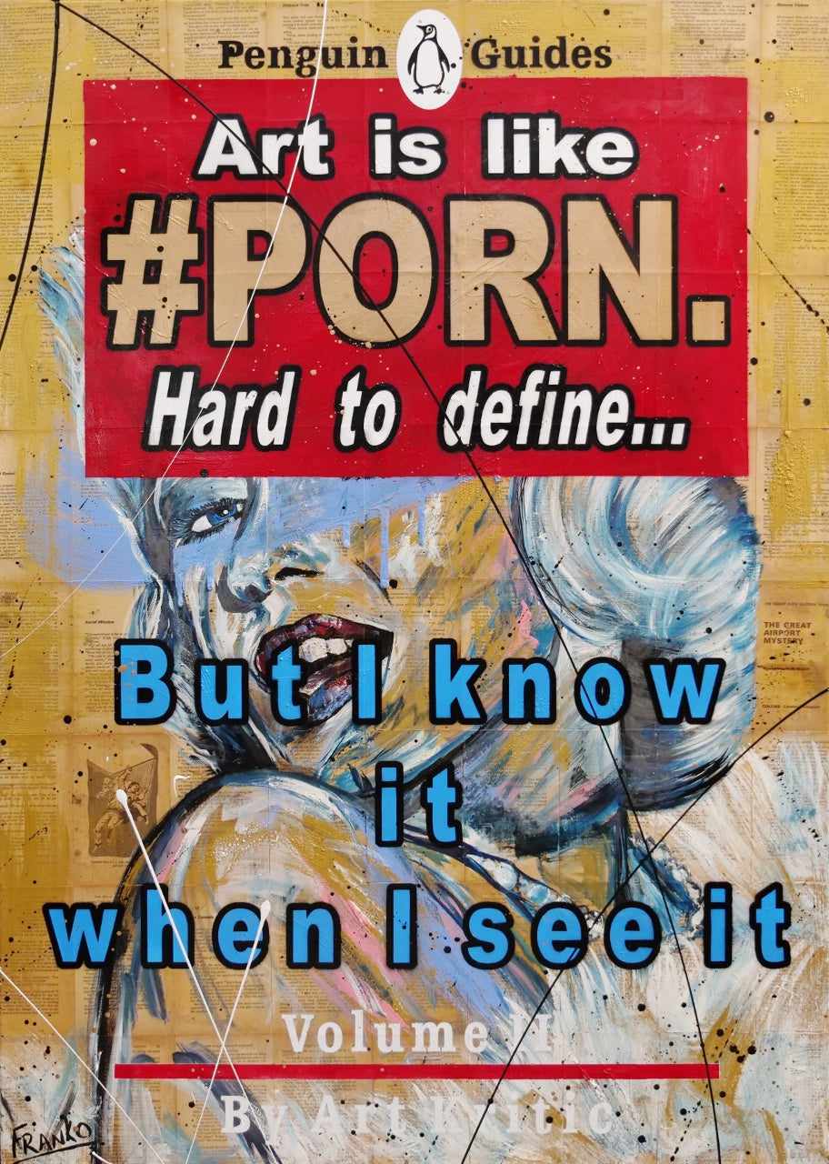 The Definitive Art Guide 140cm x 100cm Art Is Like Porn Urban Pop Book Club Painting (SOLD)-book club-[Franko_Artist]-[Australian_artist]-[Gold_Coast]-[Brisbane]-[modern]-[contemporary]-[original]-[Large_artwork]-Franklin Art Studio
