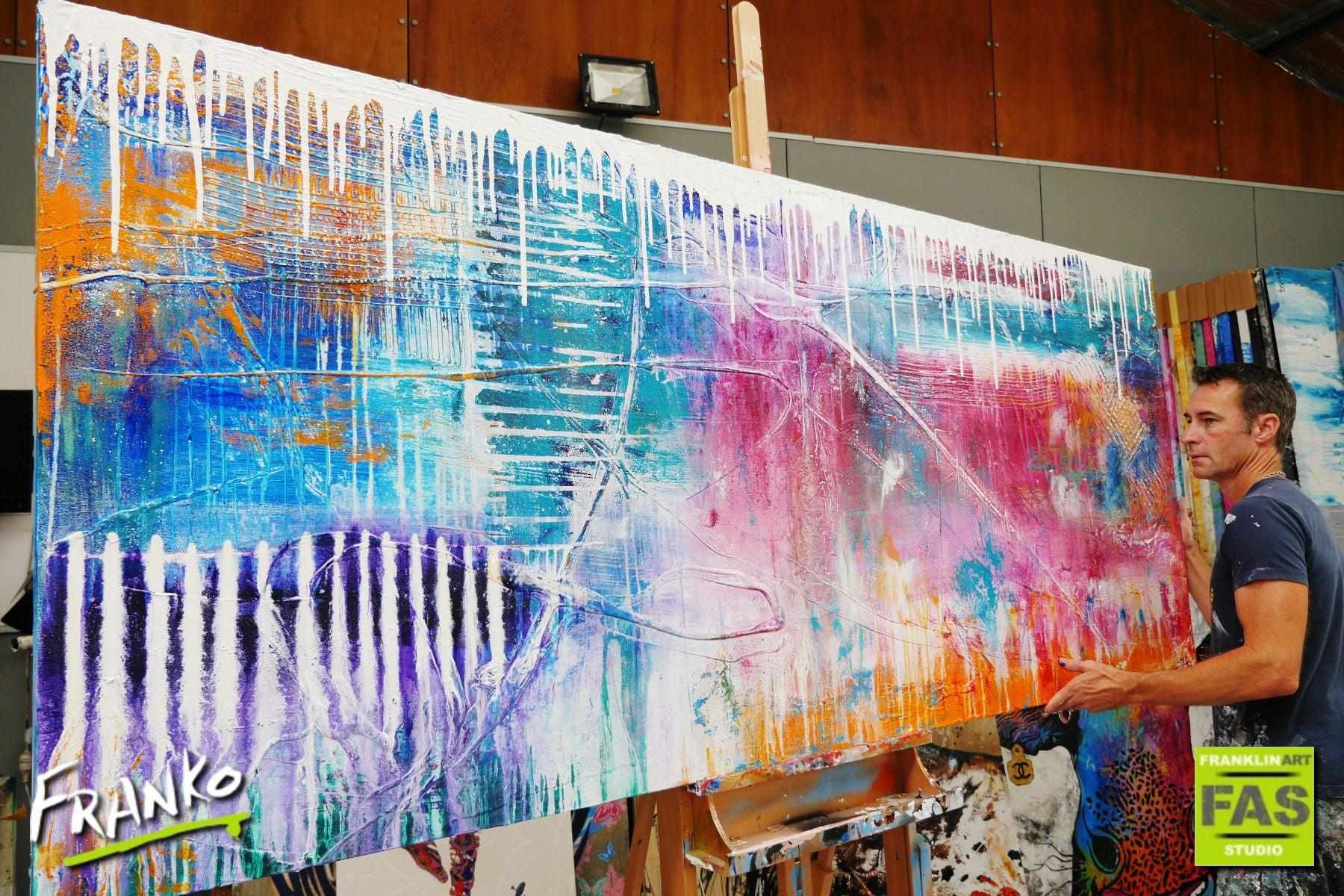 The Grungester 240cm x 100cm Colourful Textured Abstract Painting (SOLD)-abstract-[Franko_Artist]-[The_Block]-[Dream_Homes]-[ideas]- [Grand_Designs]-Franklin Art Studio