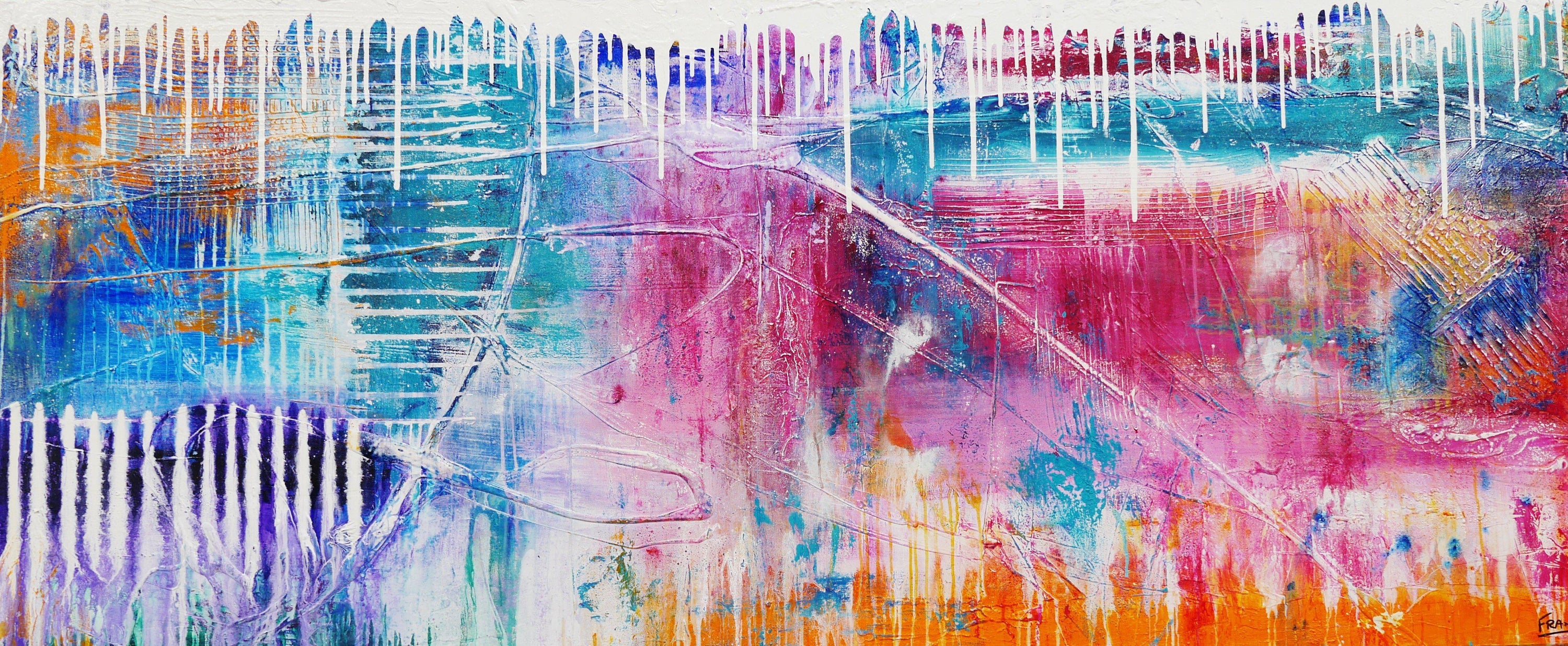 The Grungester 240cm x 100cm Colourful Textured Abstract Painting (SOLD)-abstract-[Franko_Artist]-[Australian_artist]-[Gold_Coast]-[Brisbane]-[modern]-[contemporary]-[original]-[Large_artwork]-Franklin Art Studio