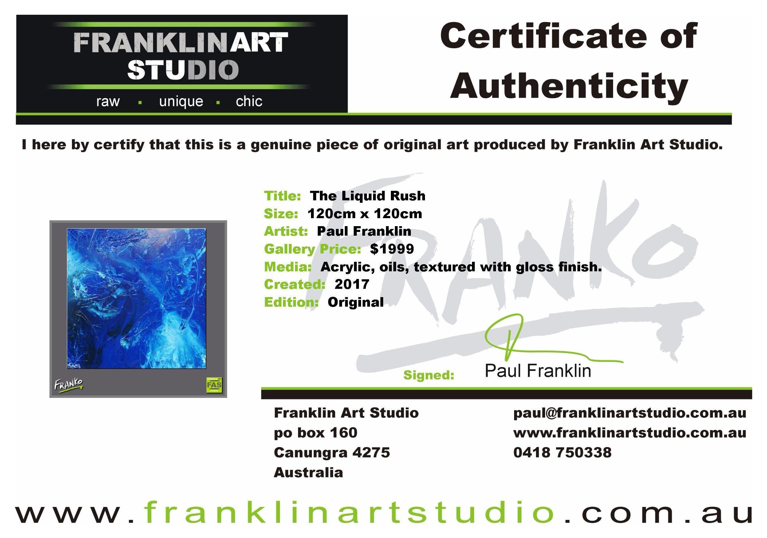 The Liquid Rush 120cm x 120cm Blue Abstract Painting (SOLD)-abstract-[Franko_Artist]-[The_Block]-[Dream_Homes]-[ideas]-[Grand_Designs]-[Art_Lover]-Franklin Art Studio