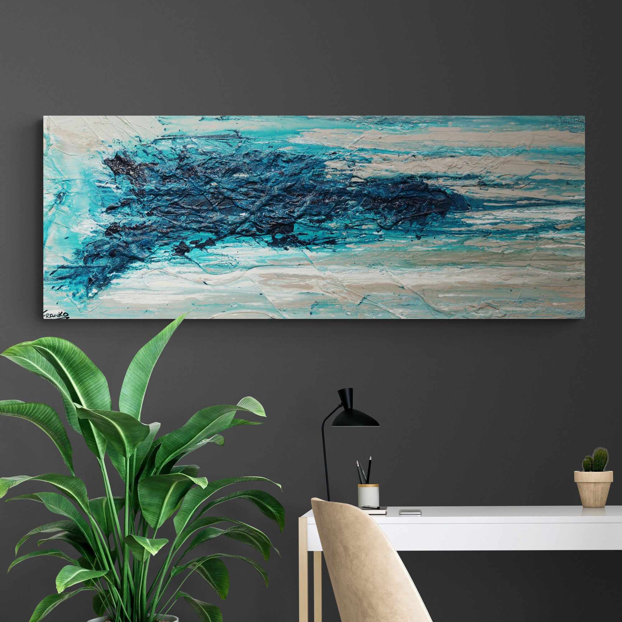 The Malted Southern 160cm x 60cm Cream Blue Textured Abstract Painting (SOLD)-Abstract-[Franko_Artist]-[Australian_artist]-[Gold_Coast]-[Brisbane]-[modern]-[contemporary]-[original]-[Large_artwork]-[The_Block]-[Dream_Homes]-[ideas]-[Grand_Designs]-[Art_Lover]-Franklin Art Studio