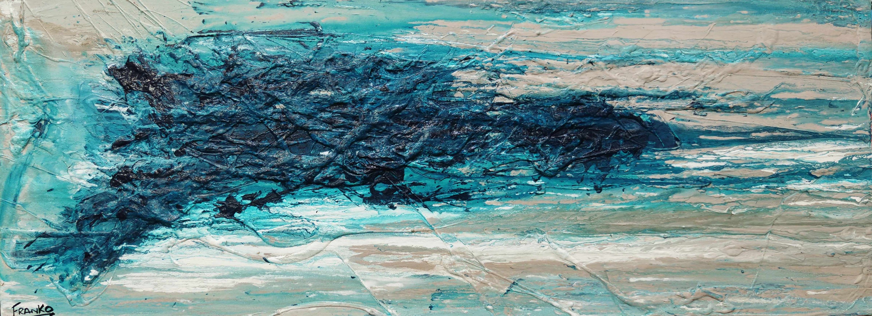 The Malted Southern 160cm x 60cm Cream Blue Textured Abstract Painting (SOLD)-Abstract-[Franko_Artist]-[Australian_artist]-[Gold_Coast]-[Brisbane]-[modern]-[contemporary]-[original]-[Large_artwork]-Franklin Art Studio