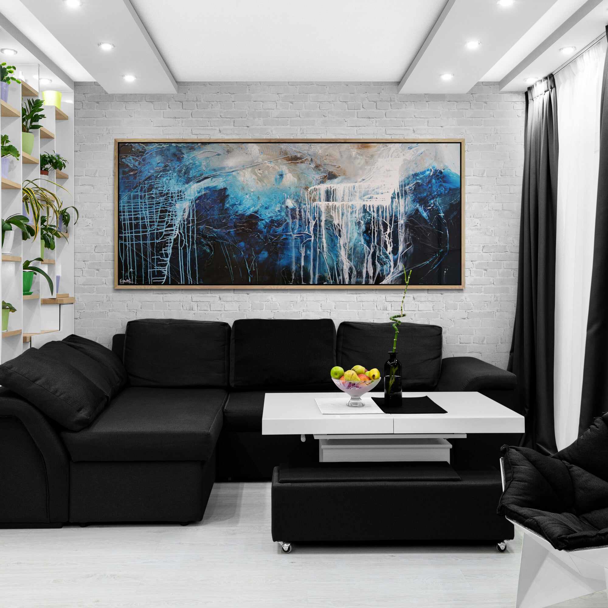 The Midnight View 240cm x 100cm Blue Black Textured Abstract Painting (SOLD)-Abstract-[Franko_Artist]-[Australian_artist]-[Gold_Coast]-[Brisbane]-[modern]-[contemporary]-[original]-[Large_artwork]-[The_Block]-[Dream_Homes]-[ideas]-[Grand_Designs]-[Art_Lover]-Franklin Art Studio