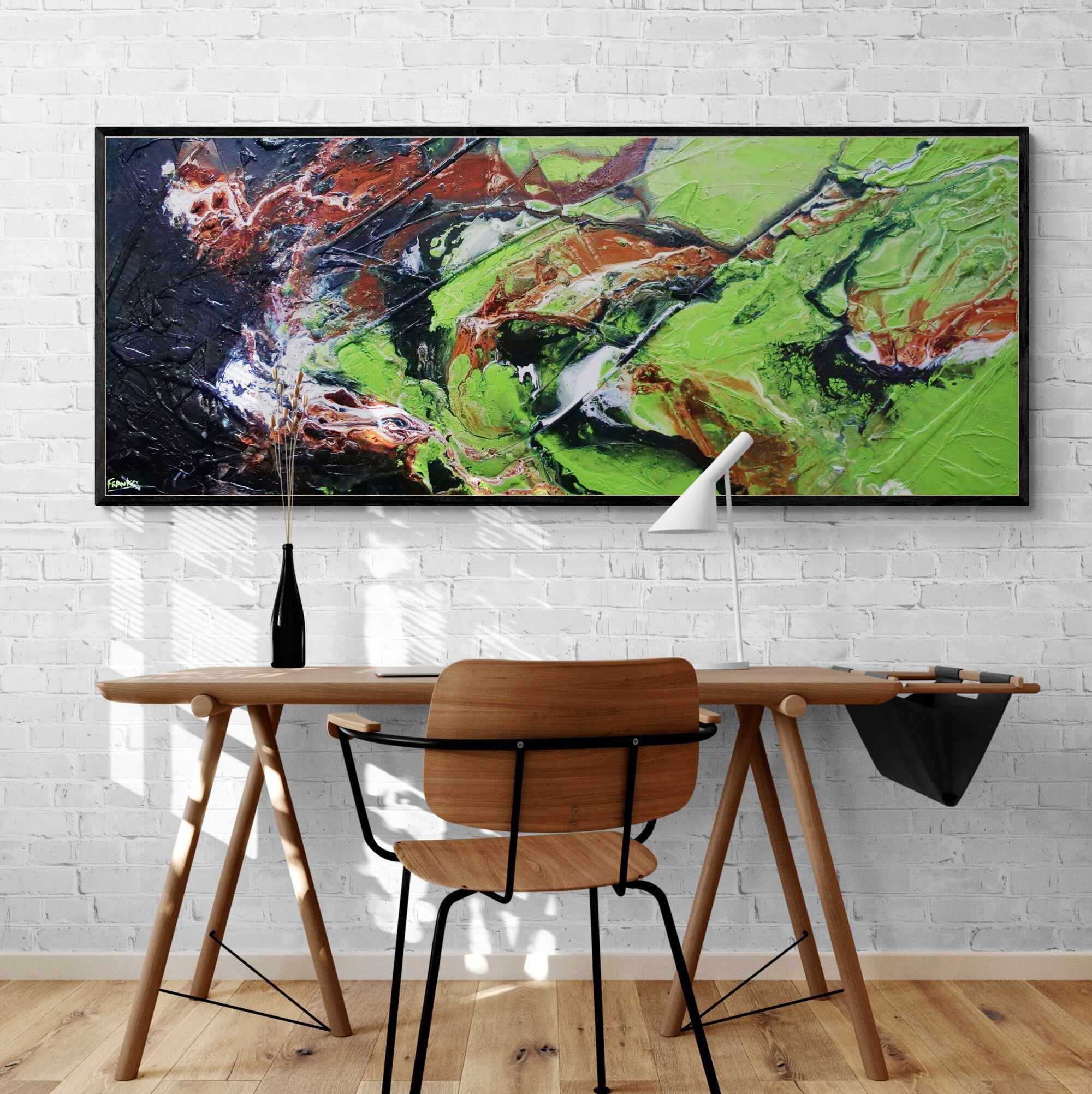 The Natural Earth 200cm x 80cm Green Textured Abstract Painting (SOLD)-Abstract-[Franko_Artist]-[The_Block]-[Dream_Homes]-[ideas]-[Grand_Designs]-[Art_Lover]-Franklin Art Studio