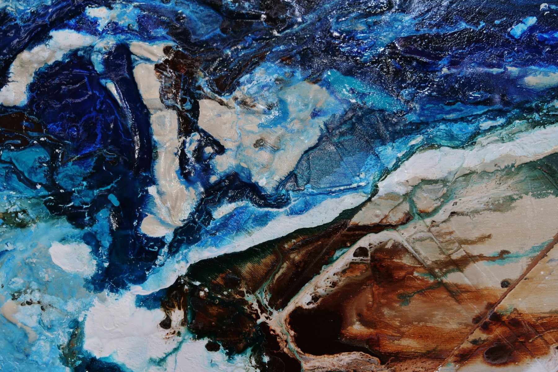 The Natural Grace 250cm x 150cm Cream Blue Textured Abstract Painting (SOLD)