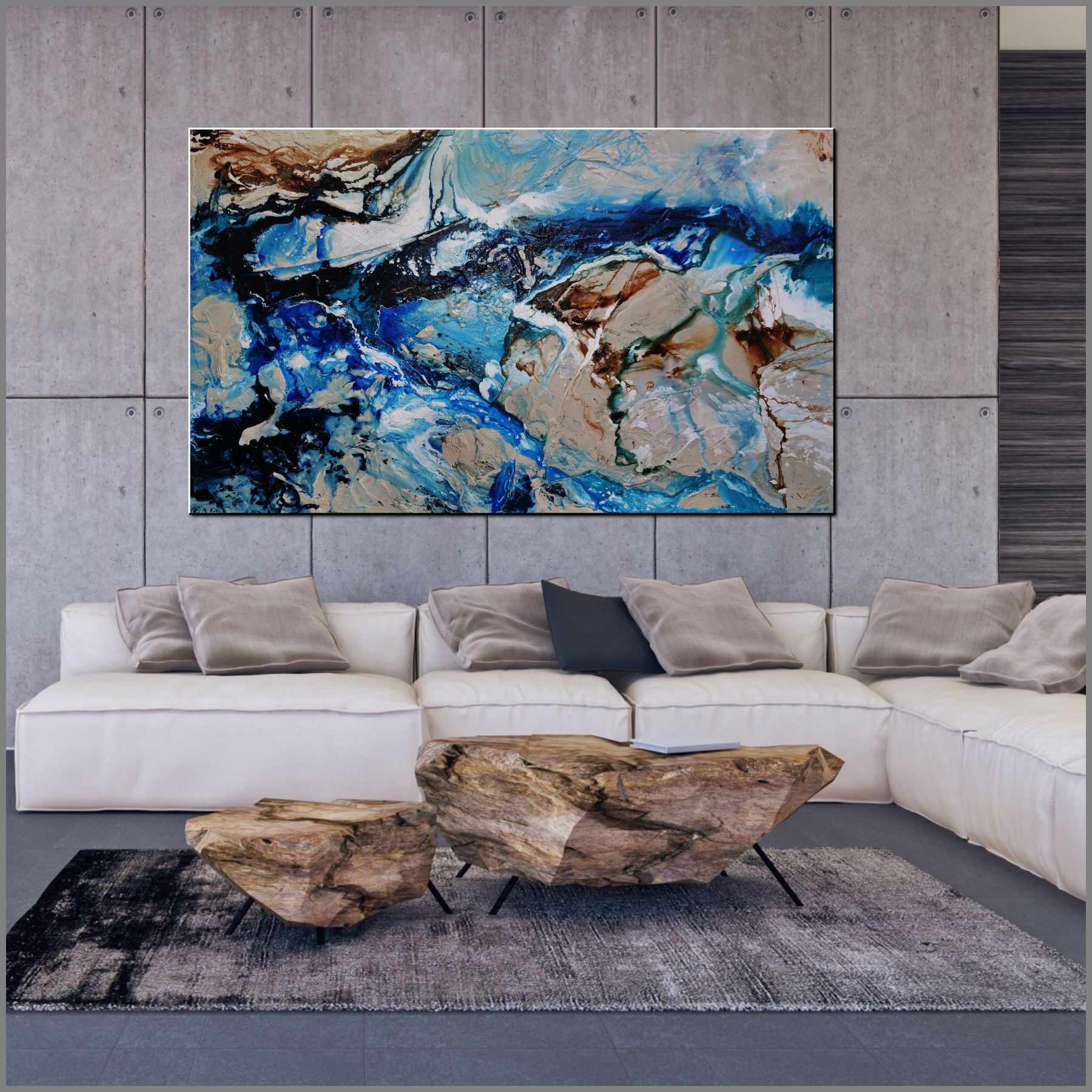 The Natural Grace 250cm x 150cm Cream Blue Textured Abstract Painting (SOLD)-Abstract-[Franko_Artist]-[Australian_artist]-[Gold_Coast]-[Brisbane]-[modern]-[contemporary]-[original]-[Large_artwork]-[The_Block]-[Dream_Homes]-[ideas]-[Grand_Designs]-[Art_Lover]-Franklin Art Studio