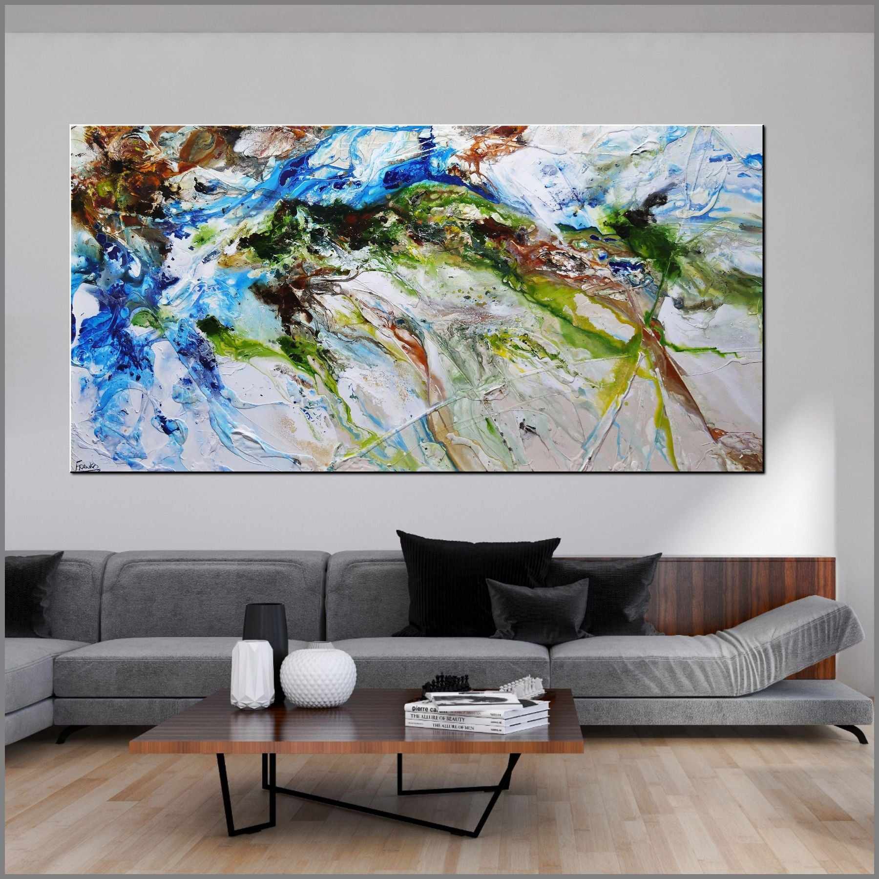 The Naturalist 240cm x 120cm Green Blue White Textured Abstract Painting (SOLD)-Abstract-[Franko_Artist]-[Australian_artist]-[Gold_Coast]-[Brisbane]-[modern]-[contemporary]-[original]-[Large_artwork]-[The_Block]-[Dream_Homes]-[ideas]-[Grand_Designs]-[Art_Lover]-Franklin Art Studio