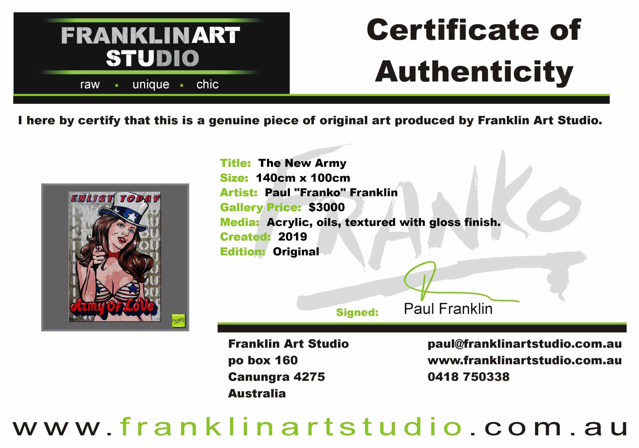The New Army 140cm x 100cm Love Army Recruitment Textured Urban Pop Art Painting (SOLD)-concrete-[Franko_Artist]-[The_Block]-[Dream_Homes]-[ideas]-[Grand_Designs]-[Art_Lover]-Franklin Art Studio