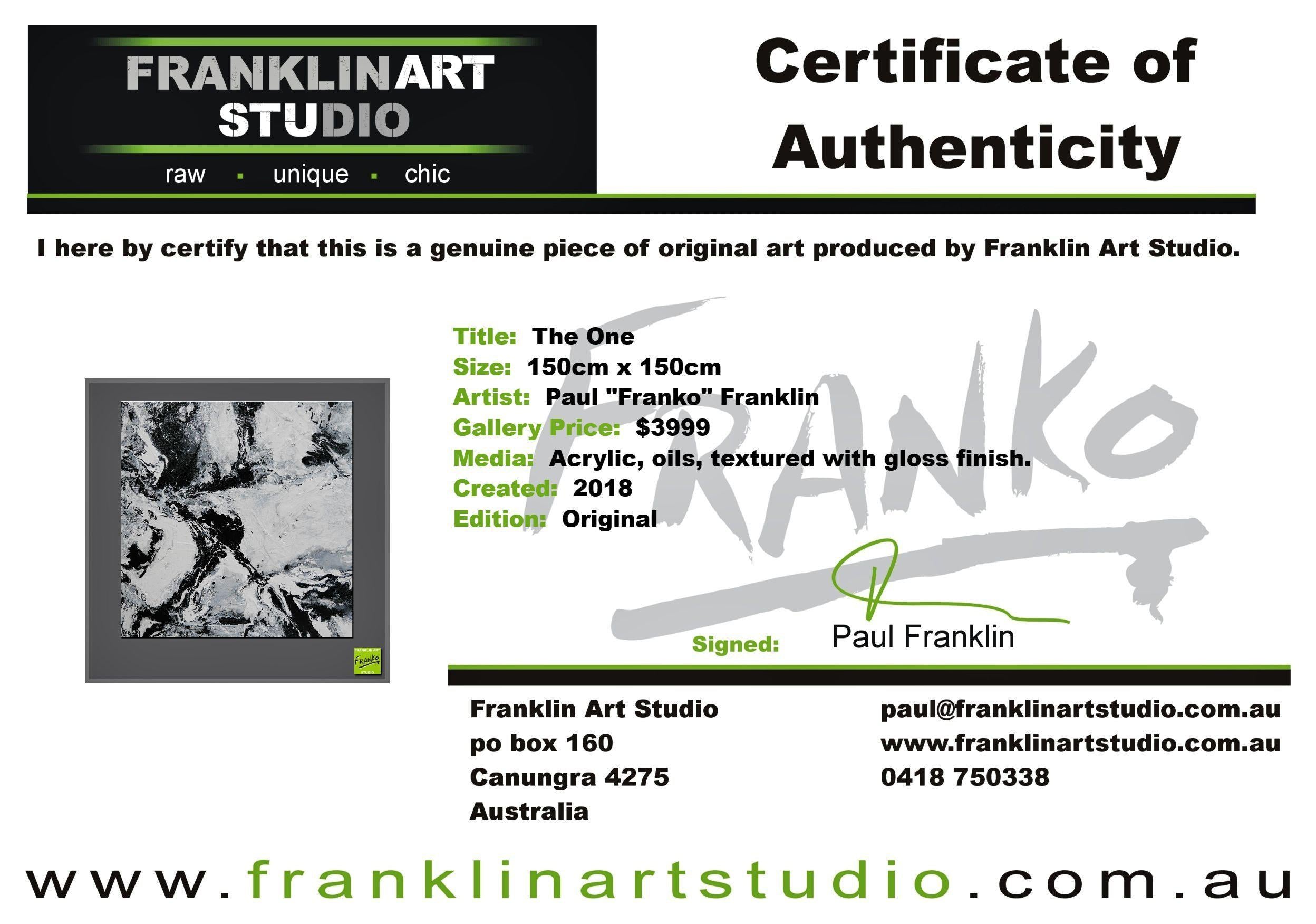 The One 150cm x 150cm Black White Textured Abstract Painting (SOLD)-Abstract-[Franko_Artist]-[The_Block]-[Dream_Homes]-[ideas]-[Grand_Designs]-[Art_Lover]-Franklin Art Studio