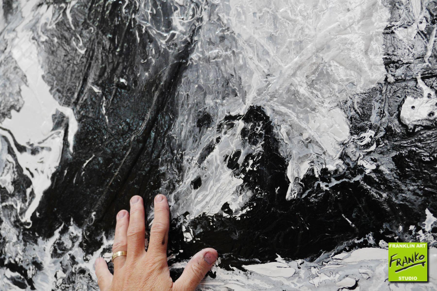 The One 150cm x 150cm Black White Textured Abstract Painting (SOLD)
