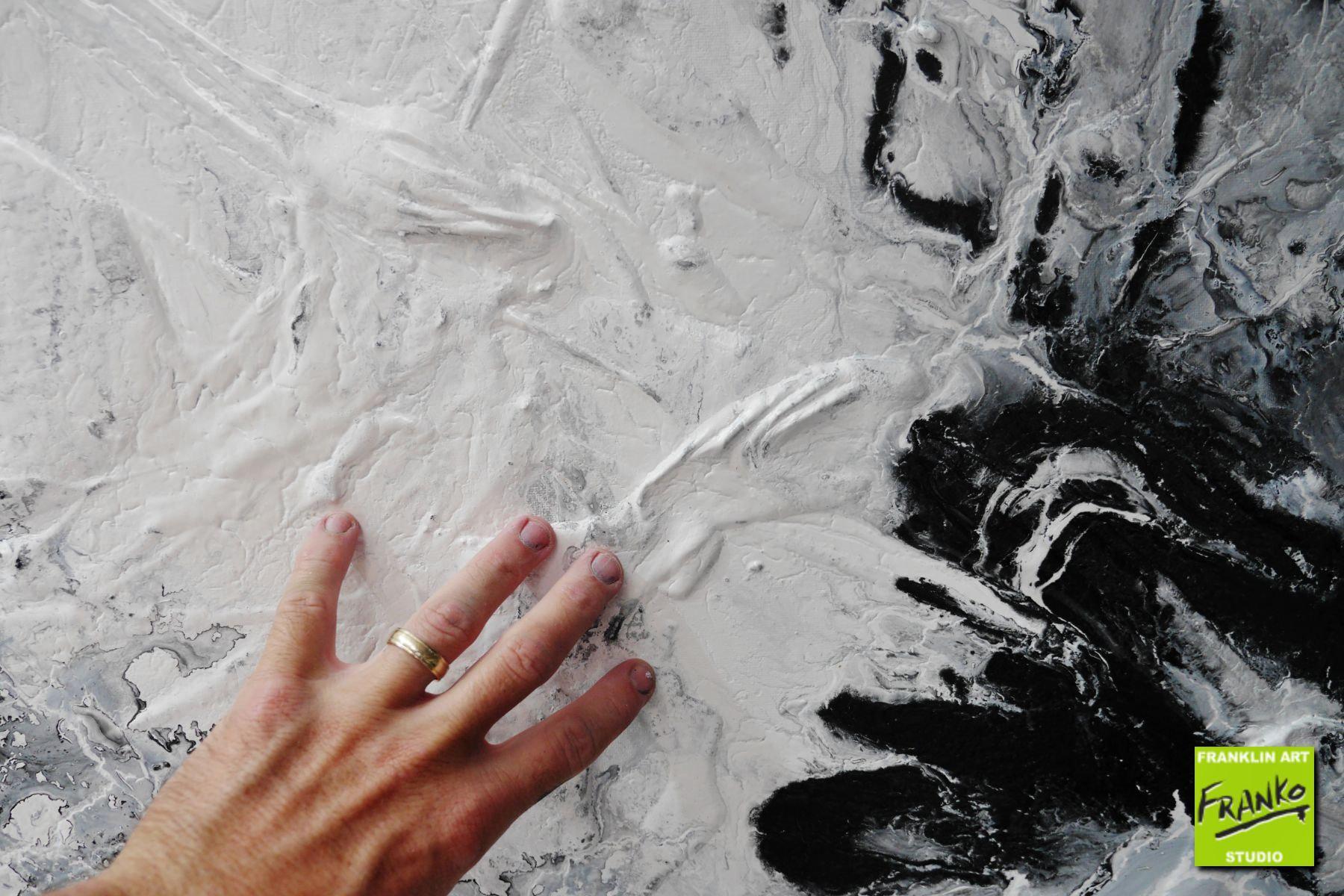 The One 150cm x 150cm Black White Textured Abstract Painting (SOLD)