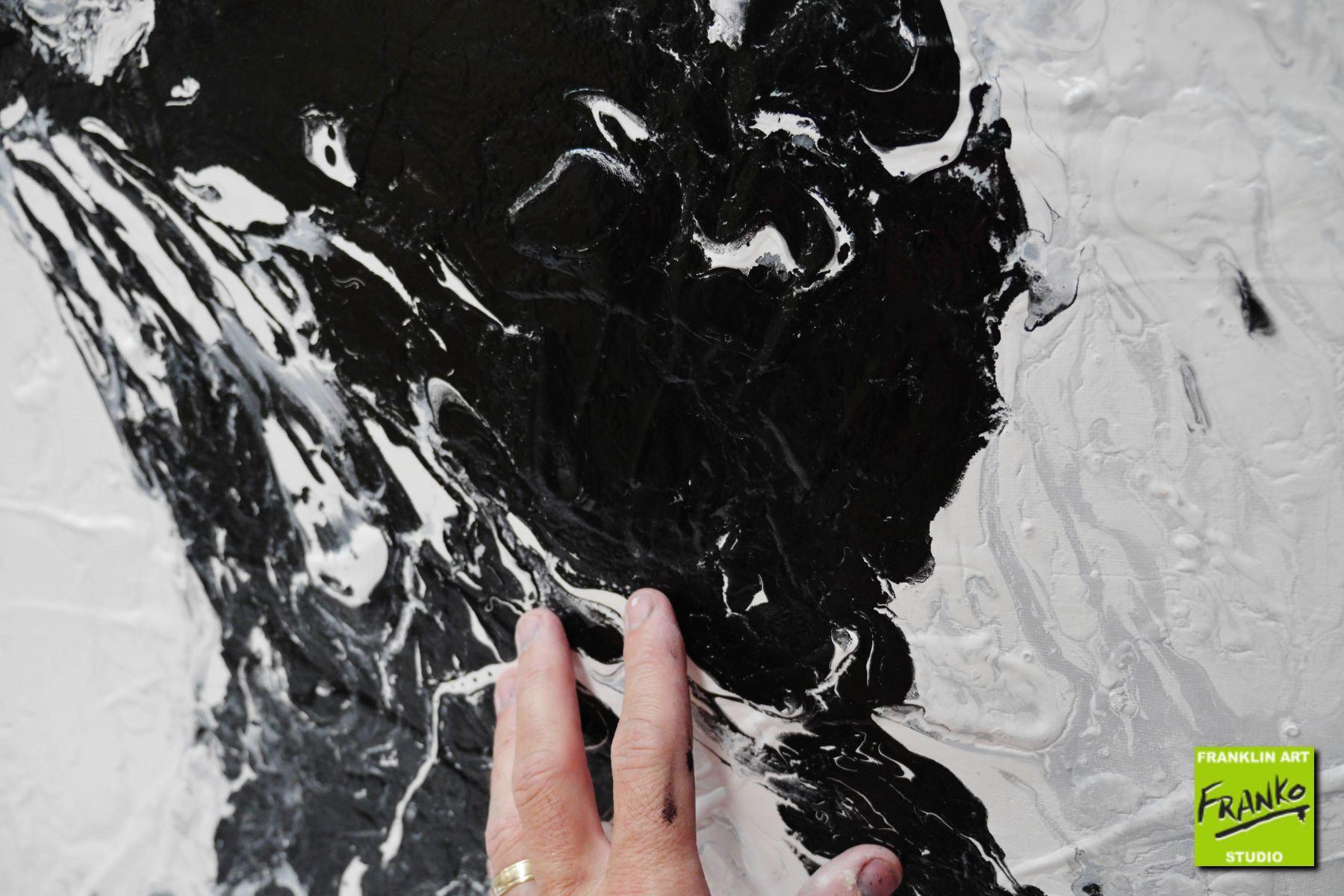 The One 150cm x 150cm Black White Textured Abstract Painting (SOLD)-Abstract-[Franko]-[Artist]-[Australia]-[Painting]-Franklin Art Studio