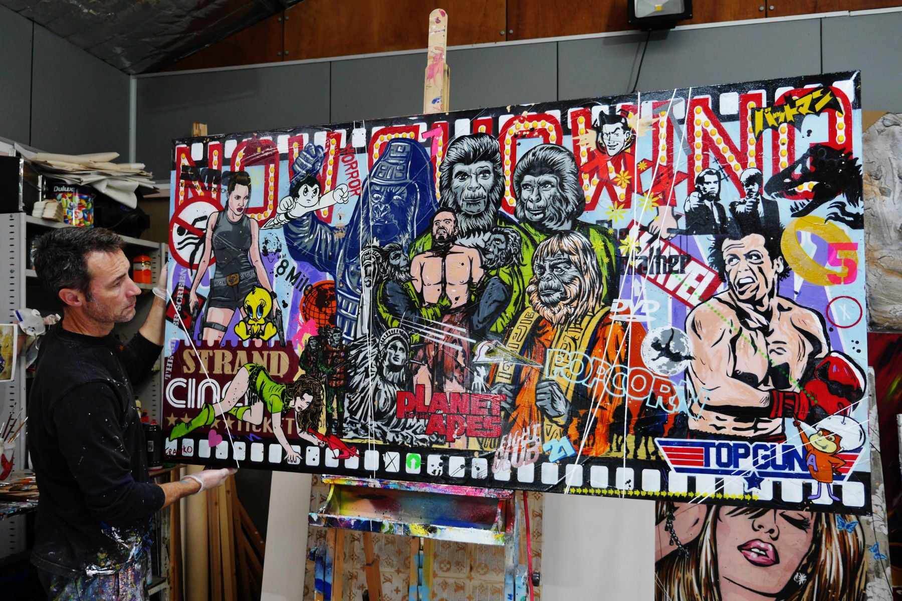 The Planet 190cm x 100cm Cinema Movies Planet of the Apes Textured Urban Pop Art Painting (SOLD)-urban pop-[Franko_Artist]-[The_Block]-[Dream_Homes]-[ideas]- [Grand_Designs]-Franklin Art Studio
