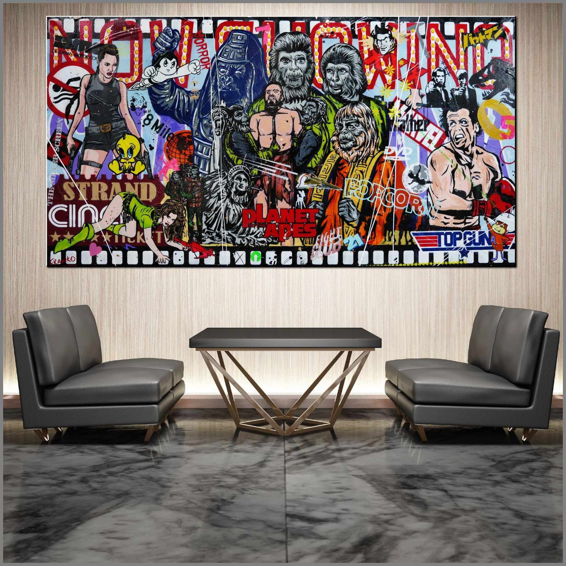 The Planet 190cm x 100cm Cinema Movies Planet of the Apes Textured Urban Pop Art Painting (SOLD)-urban pop-[Franko_Artist]-[Australian_artist]-[Gold_Coast]-[Brisbane]-[modern]-[contemporary]-[original]-[Large_artwork]-[The_Block]-[Dream_Homes]-[ideas]-[Grand_Designs]-[Art_Lover]-Franklin Art Studio