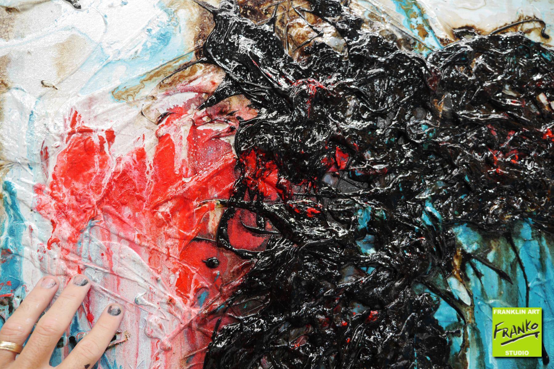 The Trippy Trip 160cm x 100cm White Black Red Yellow Blue Textured Abstract Painting (SOLD)