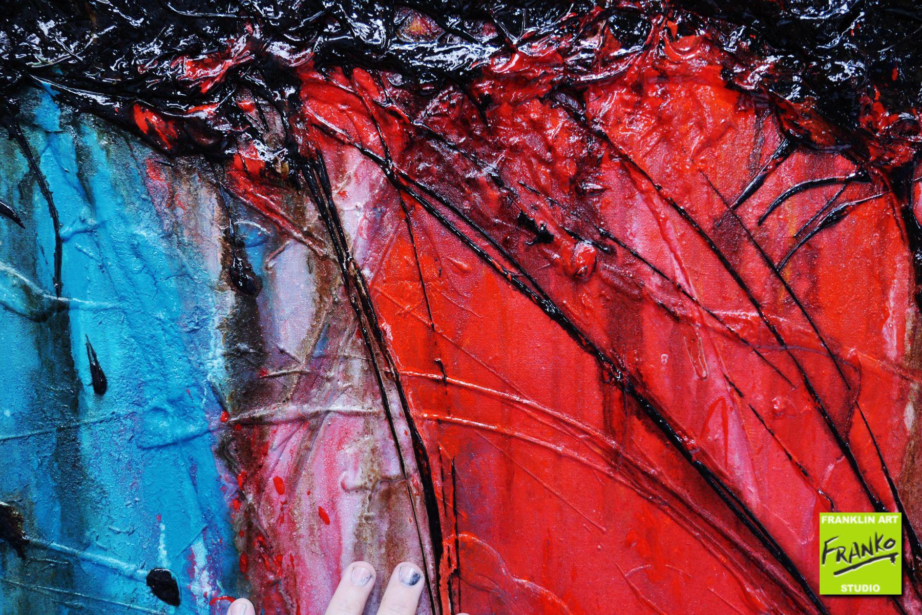 The Trippy Trip 160cm x 100cm White Black Red Yellow Blue Textured Abstract Painting (SOLD)-Abstract-[Franko]-[Artist]-[Australia]-[Painting]-Franklin Art Studio