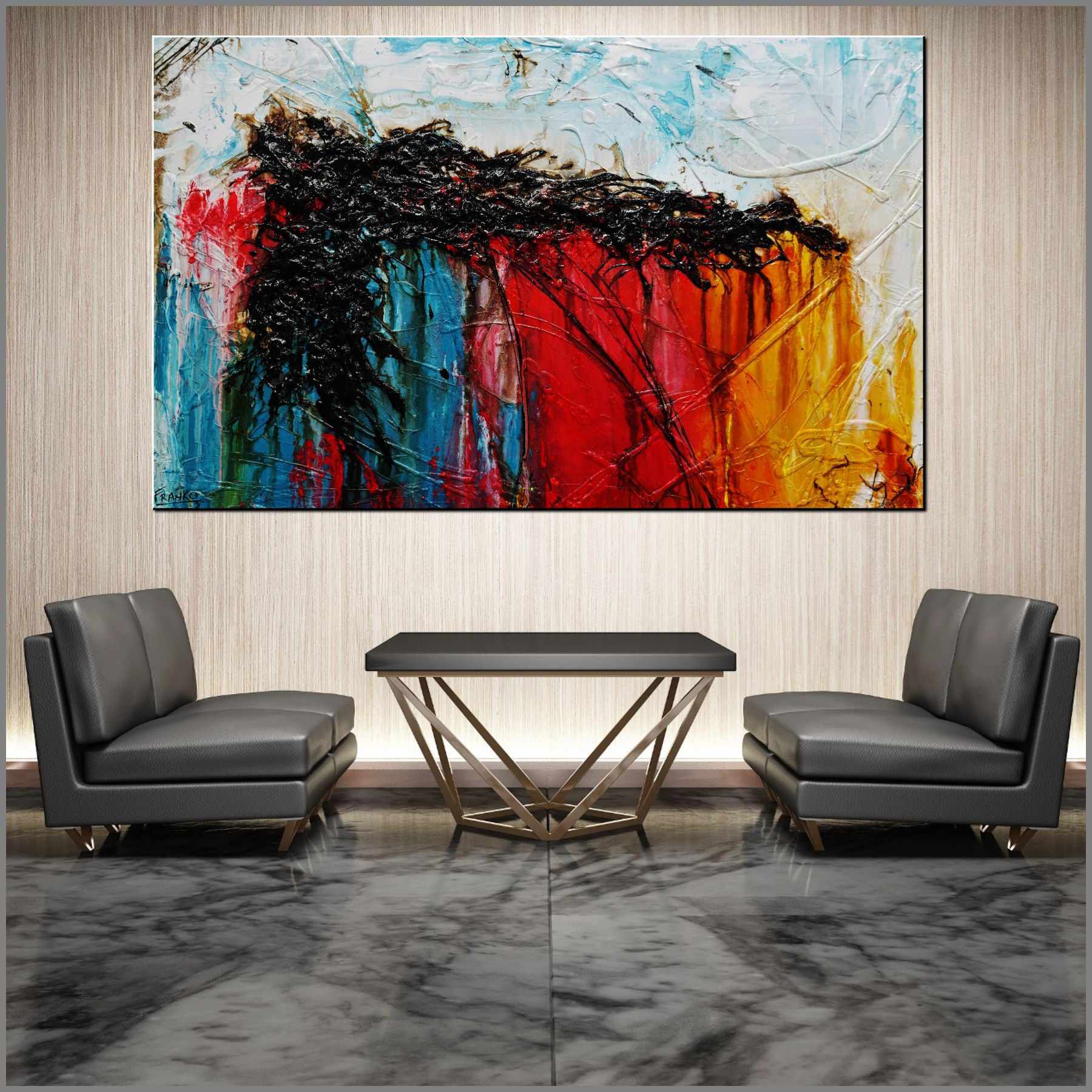 The Trippy Trip 160cm x 100cm White Black Red Yellow Blue Textured Abstract Painting (SOLD)-Abstract-[Franko_Artist]-[Australian_artist]-[Gold_Coast]-[Brisbane]-[modern]-[contemporary]-[original]-[Large_artwork]-[The_Block]-[Dream_Homes]-[ideas]-[Grand_Designs]-[Art_Lover]-Franklin Art Studio
