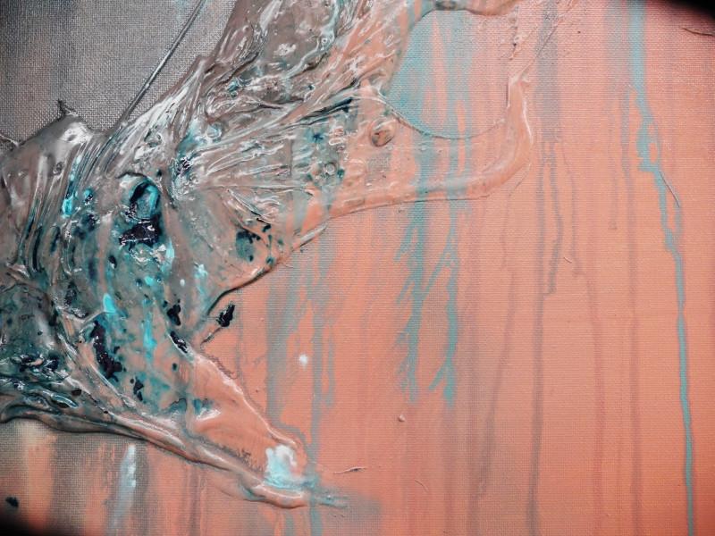 The Turquoise Magic 100cm x 100cm Blue and Pink Abstract Painting (SOLD)