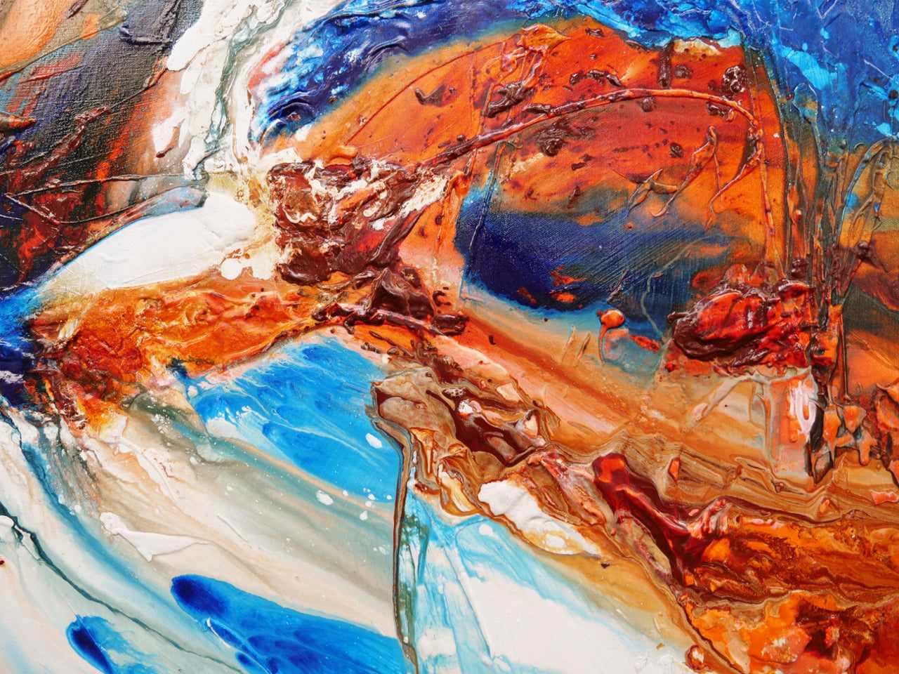 The West Coast 160cm x 100cm Orange Blue Textured Abstract Painting (SOLD)