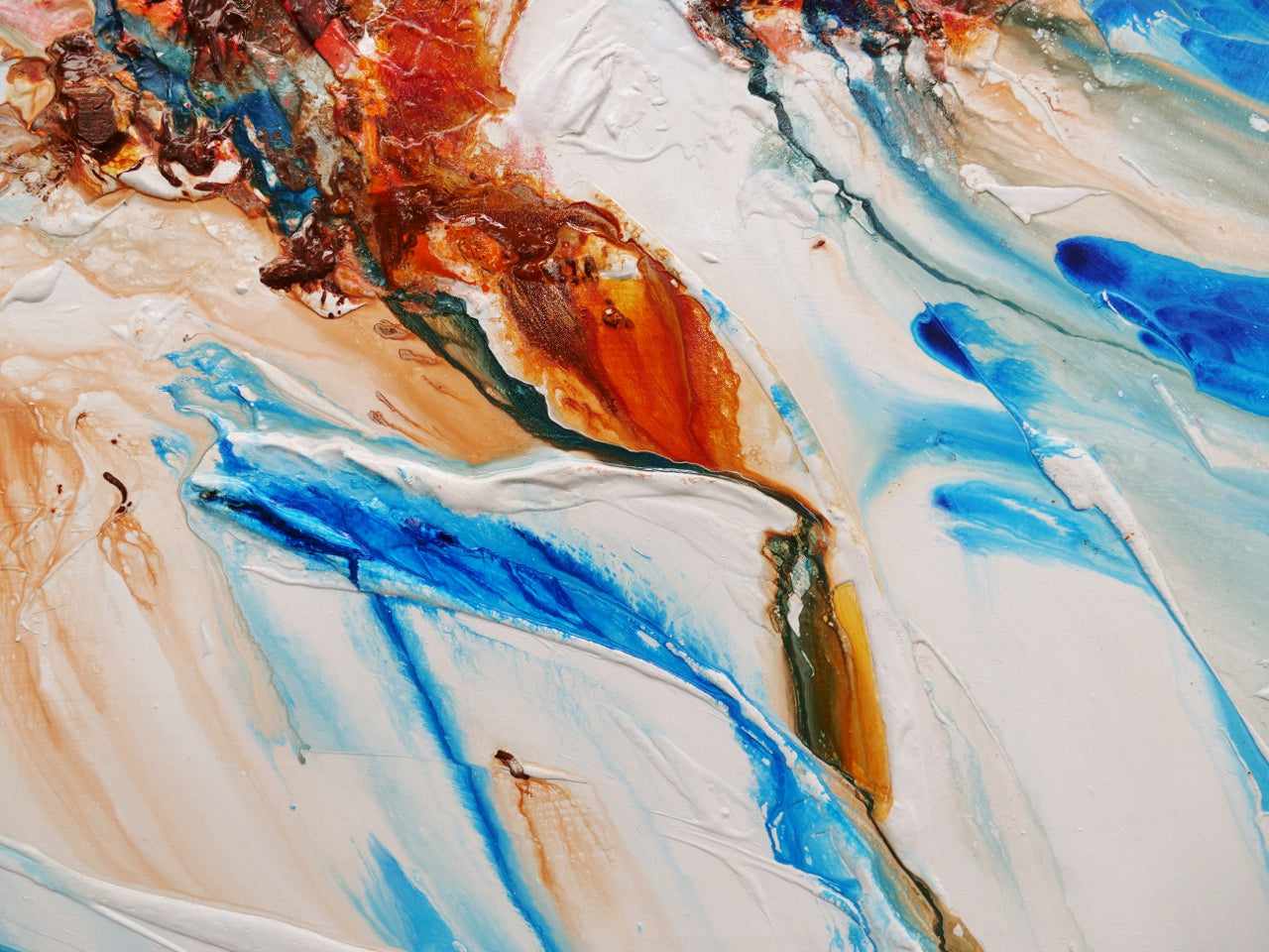 The West Coast 160cm x 100cm Orange Blue Textured Abstract Painting (SOLD)