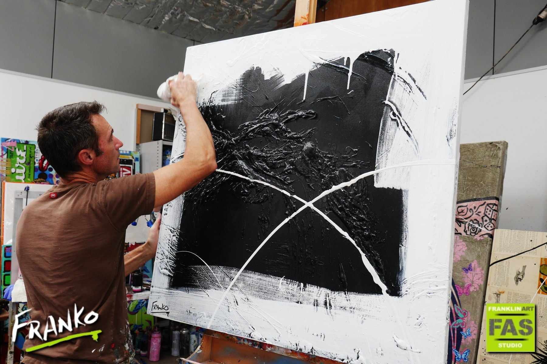 The Window 100cm x 100cm Minimalist Black White Abstract Painting (SOLD)-Abstract-[Franko_Artist]-[The_Block]-[Dream_Homes]-[ideas]- [Grand_Designs]-Franklin Art Studio