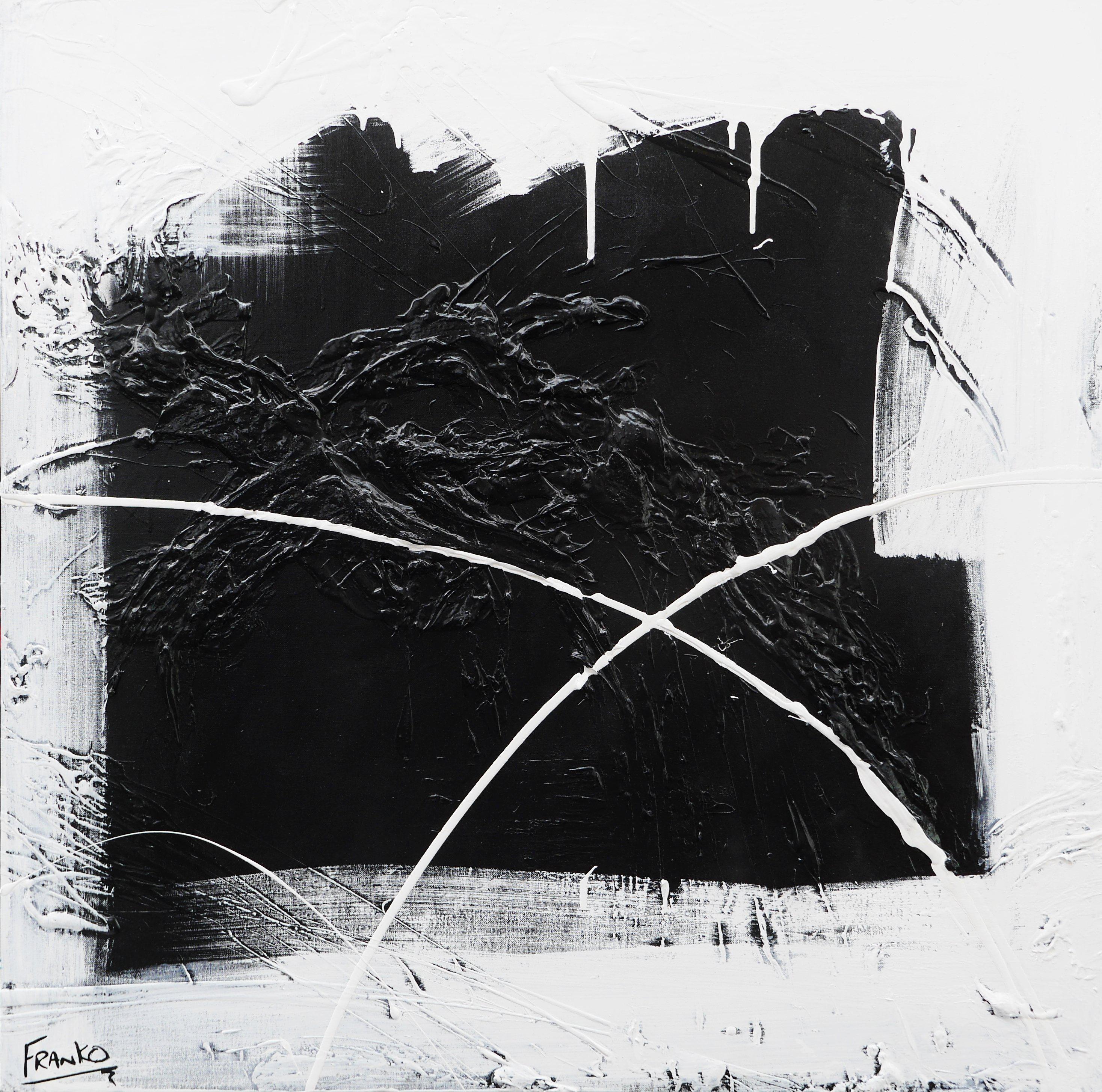 The Window 100cm x 100cm Minimalist Black White Abstract Painting (SOLD)-Abstract-[Franko_Artist]-[Australian_artist]-[Gold_Coast]-[Brisbane]-[modern]-[contemporary]-[original]-[Large_artwork]-Franklin Art Studio