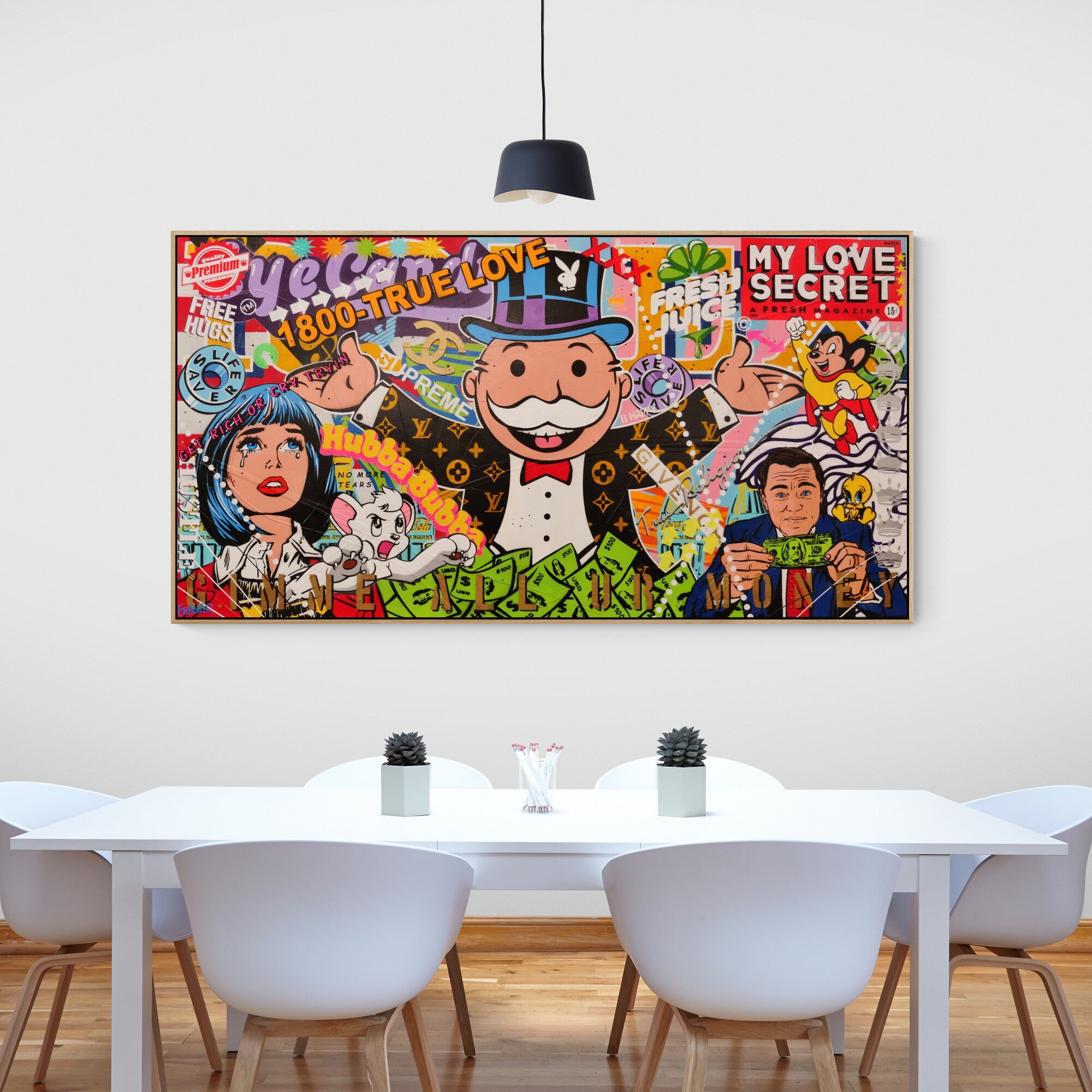 Jackpot Money 190cm x 100cm Monopoly Man Textured Urban Pop Art Painting (SOLD)-Urban Pop Art-[Franko_Artist]-[The_Block]-[Dream_Homes]-[ideas]-[Grand_Designs]-[Art_Lover]-Franklin Art Studio