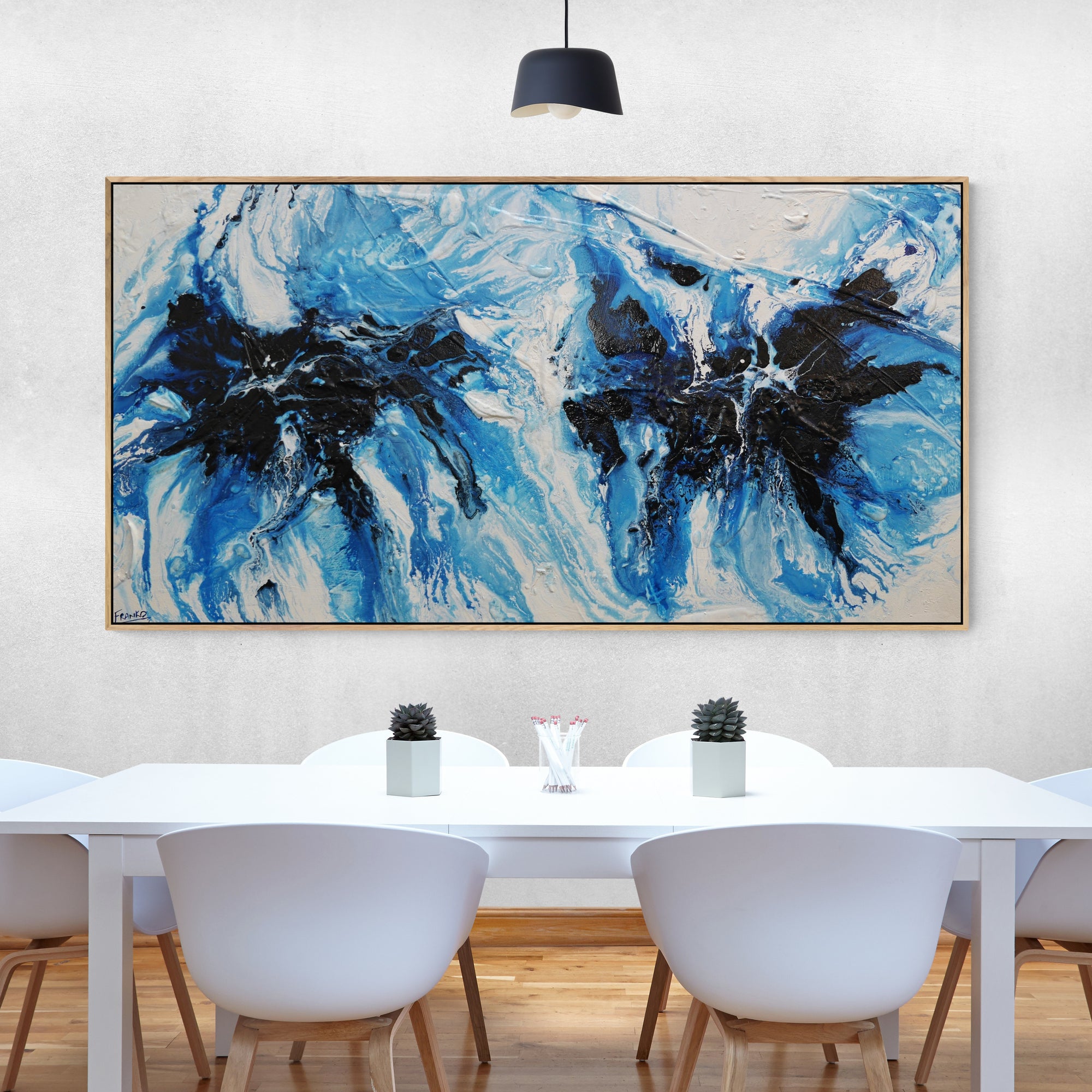 Midnight Ice 190cm x 100cm Blue White Textured Abstract Painting (SOLD)-Abstract-[Franko_Artist]-[Australian_artist]-[Gold_Coast]-[Brisbane]-[modern]-[contemporary]-[original]-[Large_artwork]-[The_Block]-[Dream_Homes]-[ideas]-[Grand_Designs]-[Art_Lover]-Franklin Art Studio