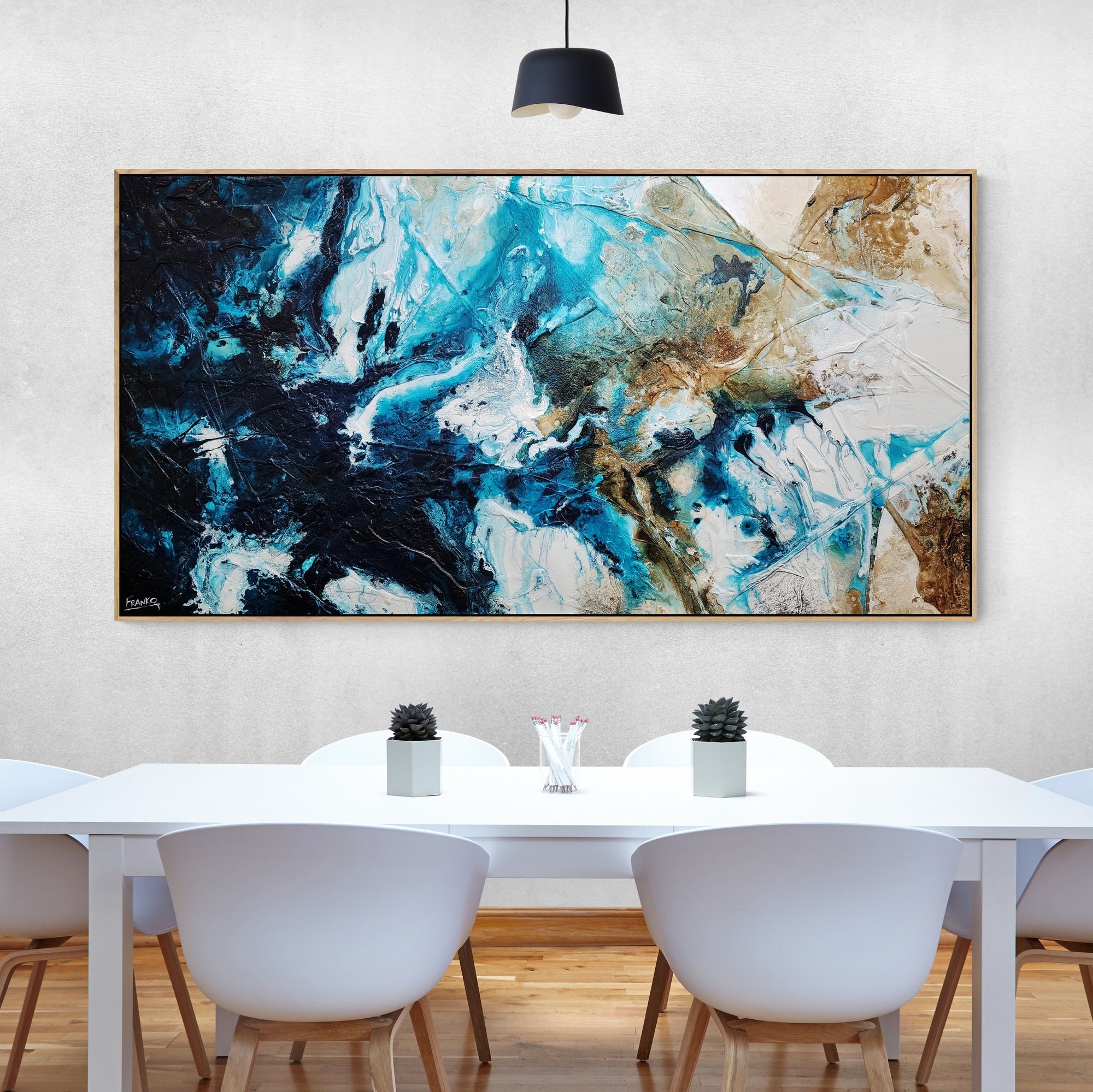 Southern Honey 190cm x 100cm Black Teal White Textured Abstract Painting (SOLD)-Abstract-[Franko_Artist]-[Australian_artist]-[Gold_Coast]-[Brisbane]-[modern]-[contemporary]-[original]-[Large_artwork]-[The_Block]-[Dream_Homes]-[ideas]-[Grand_Designs]-[Art_Lover]-Franklin Art Studio