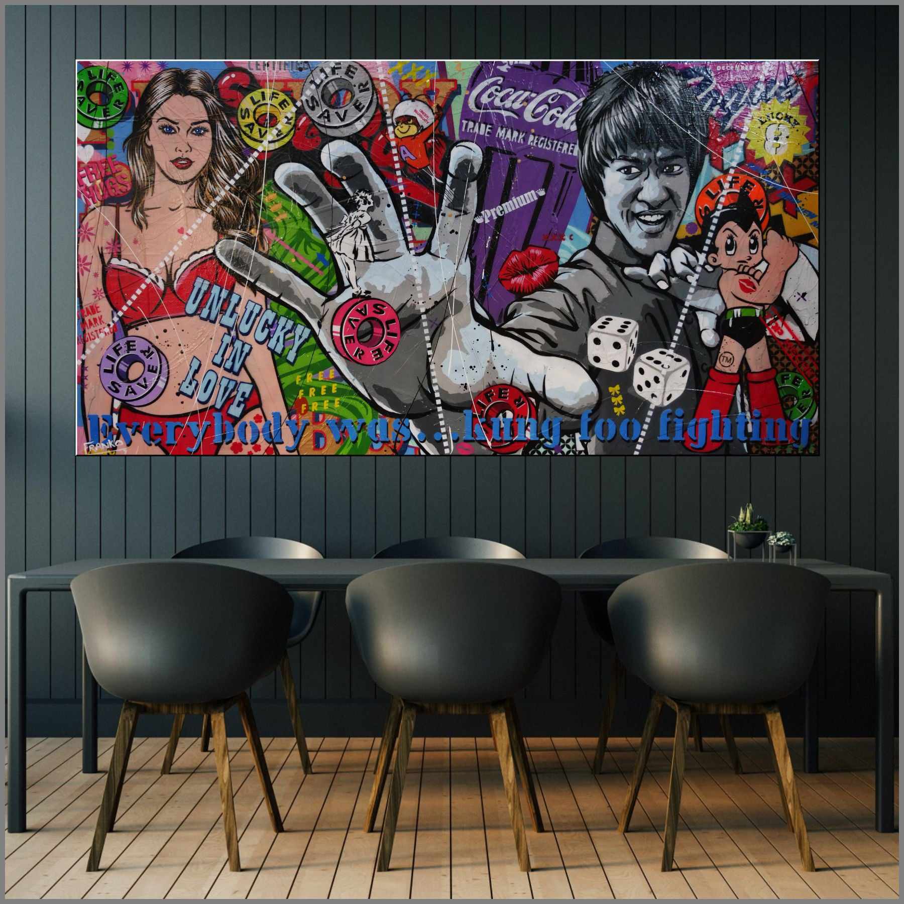 They Call Me Bruce 190cm x 100cm Bruce Lee Kung Fu Textured Urban Pop Art Painting (SOLD)-Urban Pop Art-[Franko_Artist]-[Australian_artist]-[Gold_Coast]-[Brisbane]-[modern]-[contemporary]-[original]-[Large_artwork]-[The_Block]-[Dream_Homes]-[ideas]-[Grand_Designs]-[Art_Lover]-Franklin Art Studio