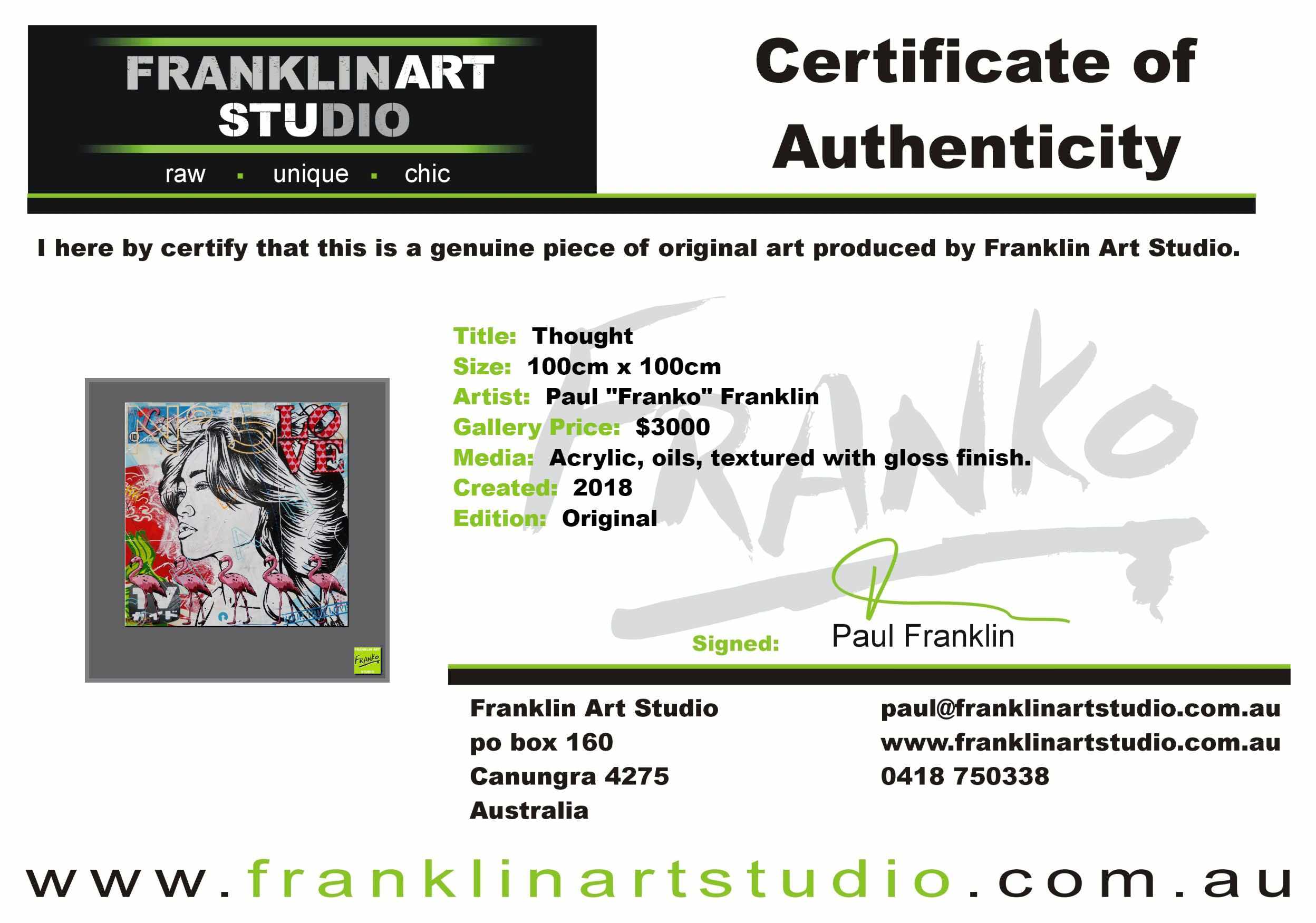 Thought 100cm x 100cm Geisha Textured Urban Pop Art Painting (SOLD)-urban pop-[Franko_Artist]-[The_Block]-[Dream_Homes]-[ideas]-[Grand_Designs]-[Art_Lover]-Franklin Art Studio