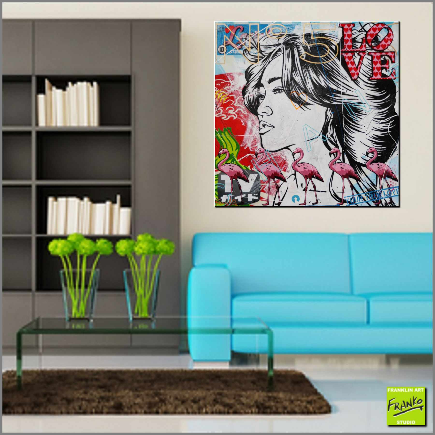 Thought 100cm x 100cm Geisha Textured Urban Pop Art Painting (SOLD)-urban pop-[Franko_Artist]-[Australian_artist]-[Gold_Coast]-[Brisbane]-[modern]-[contemporary]-[original]-[Large_artwork]-[The_Block]-[Dream_Homes]-[ideas]-[Grand_Designs]-[Art_Lover]-Franklin Art Studio